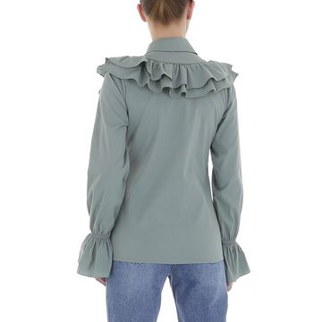 Ital-Design Rüschenbluse Damen Elegant Hemd Rüschen Bluse in Mint