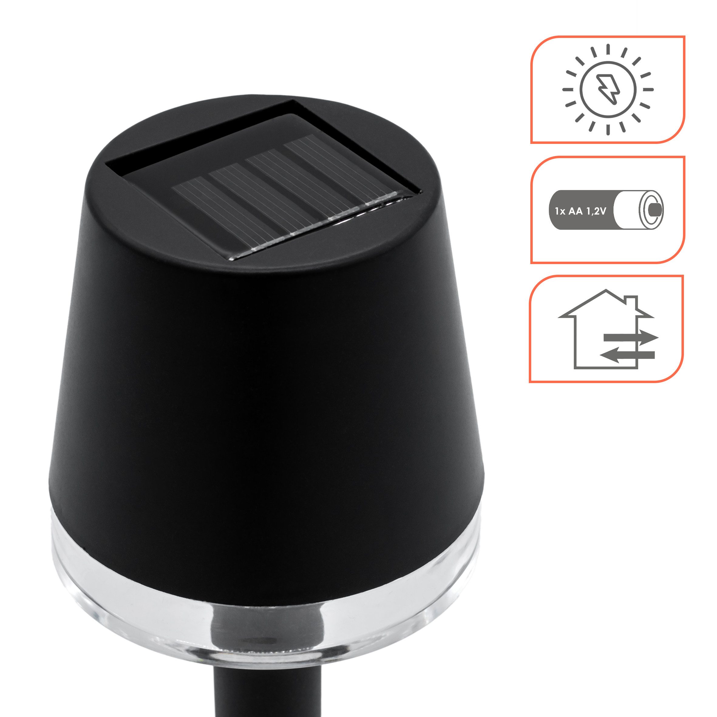 Spetebo LED Tischleuchte Solarlampe schwarz 22 x 8,5 cm - 2er Set, warm weiß
