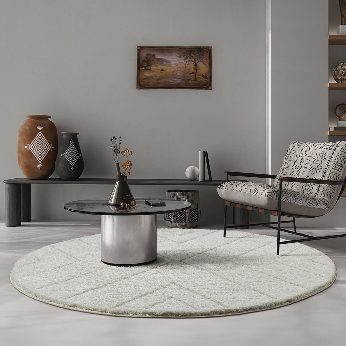 the carpet Teppich Bahar Shaggy, rund, Höhe: 30 mm, Shaggy eleganter Wohnzi günstig online kaufen