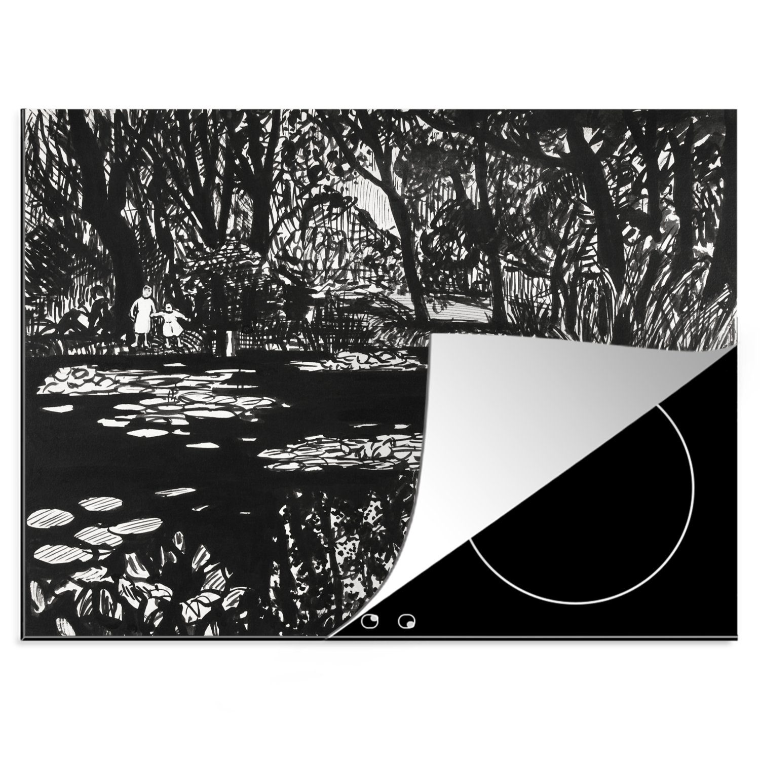 MuchoWow Herdblende-/Abdeckplatte Lili-Teich - Henry Lyman Saÿen, Vinyl, (1 tlg), 70x52 cm, Mobile Arbeitsfläche nutzbar, Ceranfeldabdeckung | Herdabdeckplatten
