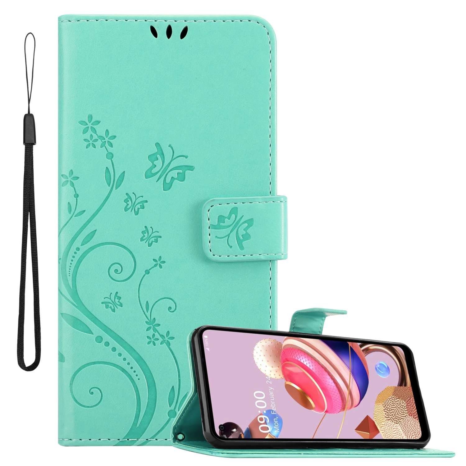 Cadorabo Handyhülle für LG K51S Hülle LG K51S, Hülle Schutzhülle Blumen Flower mit Standfunktion Kartenfach Magnet