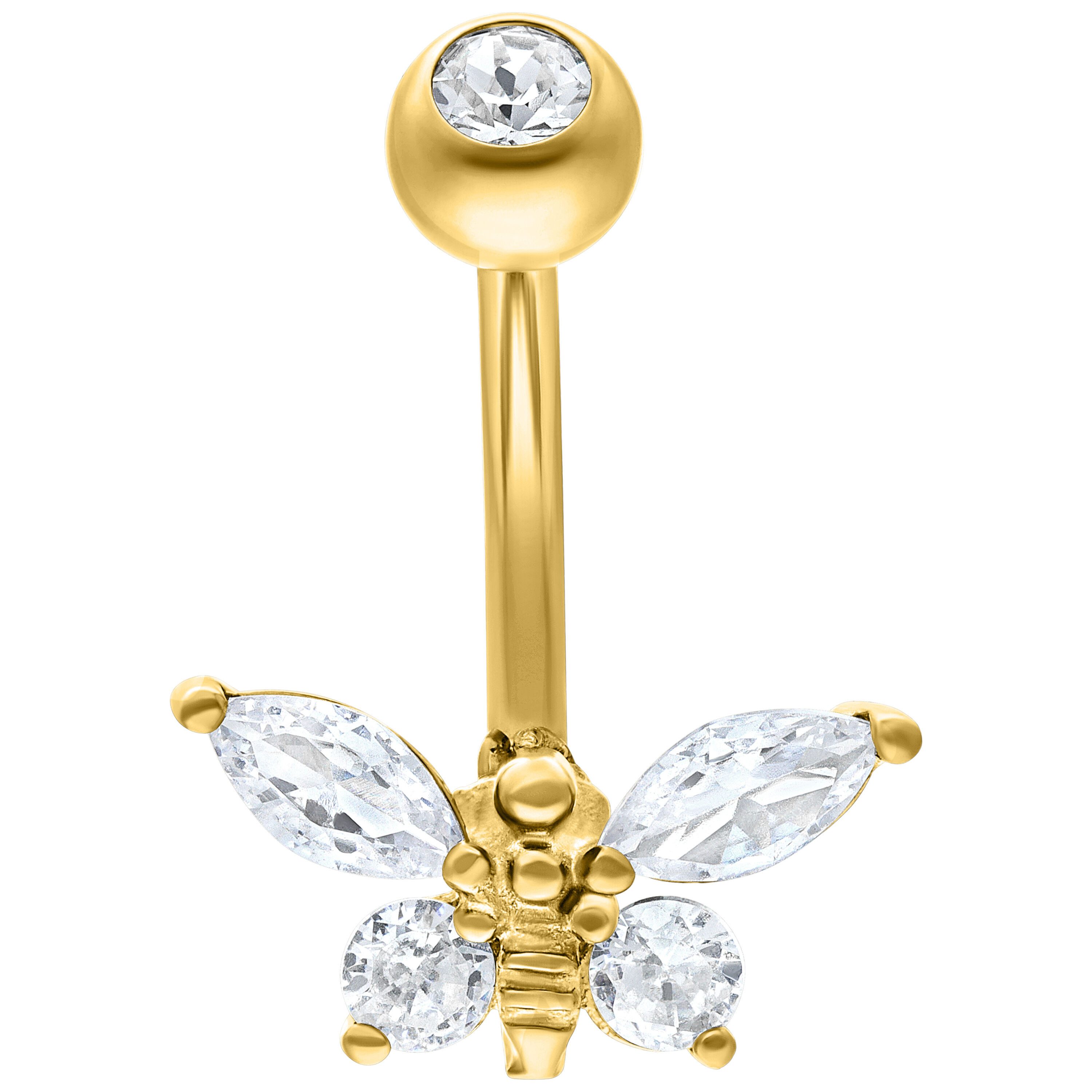 Wildcat Bauchnabelpiercing Multi Jewelled Bee Bananabellfür Bauchnabel, 1 Stück, Chirurgenstahl 316L - wasserfest, langlebig, hautverträglich