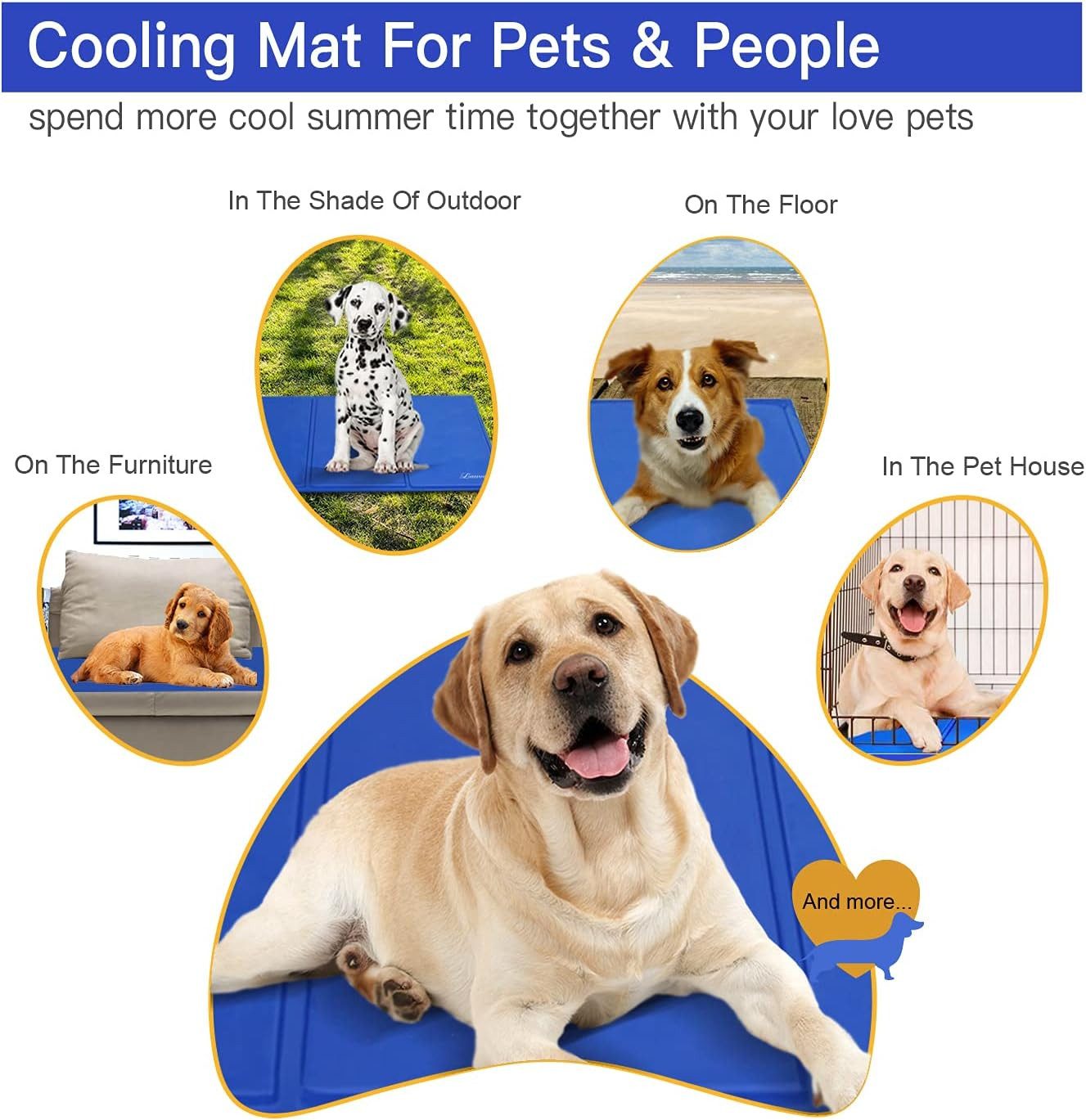 LA CUTE Hundematte Selbstkühlende Haustiermatte für Hunde & Katzen, 90x50 cm, Selbstkühlende Matte mit druckaktiviertem Gel, wasserabweisend