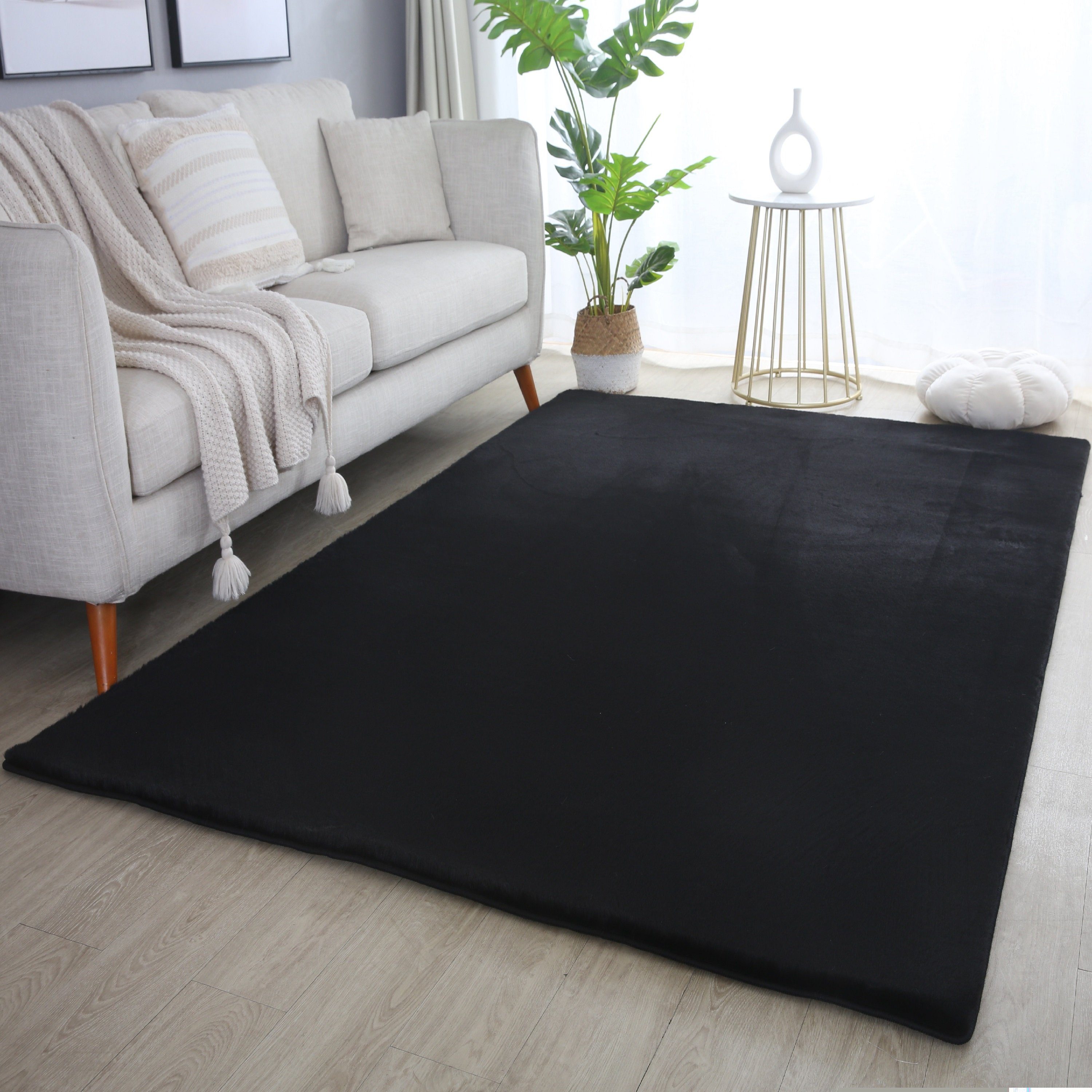 Teppium Teppich Unicolor - Einfarbig, Rechteckig, Höhe: 20 mm, Teppich Wohnzimmer Einfarbig Shaggy Modern Flauschiger Felloptik Weich