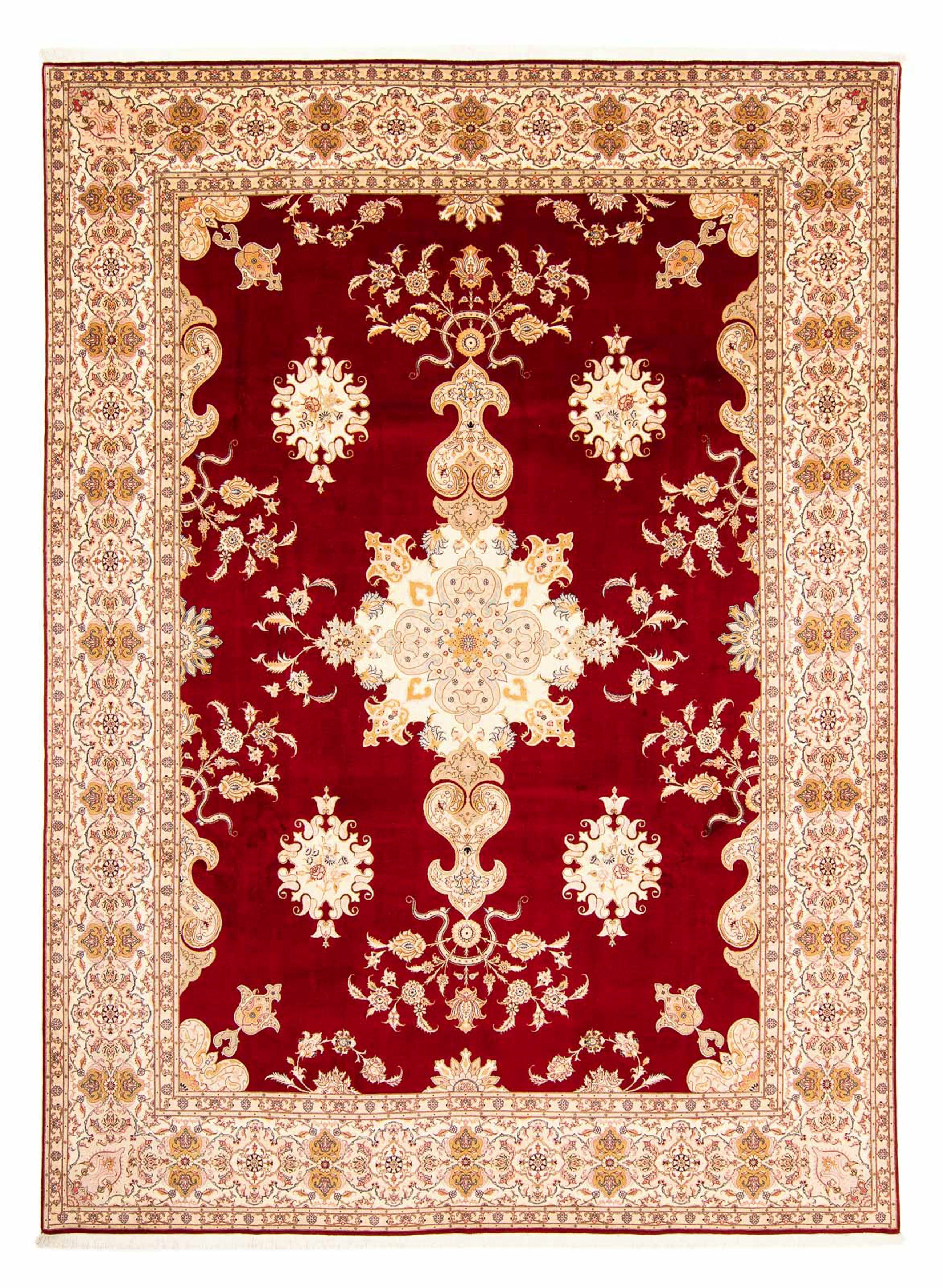 Orientteppich Perser - Täbriz - mit 402 - 298 Handgeknüpft, morgenland, Höhe: rechteckig, Wohnzimmer, - Einzelstück mm, Royal Zertifikat dunkelrot, 7 x cm