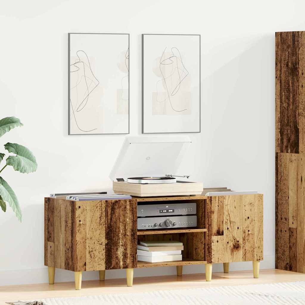 vidaXL Media-Regal Schallplattenschrank 121 x 38 x 48 cm Holzwerkstoff Altholz, 1-tlg.