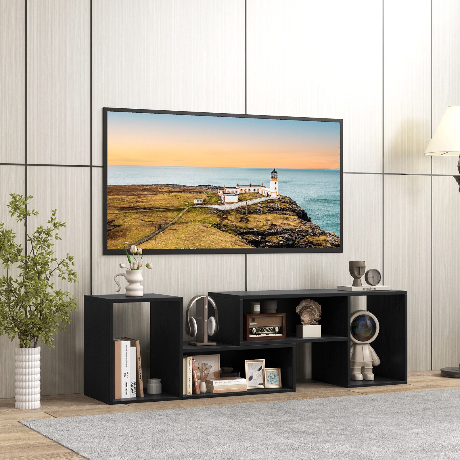 COSTWAY TV-Schrank TV-Regal freie Kombination, mit offenen Regalen, 110-134 günstig online kaufen