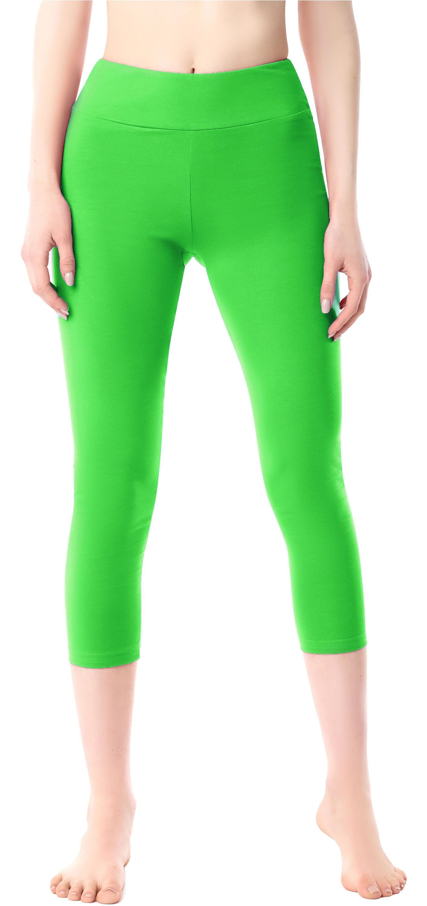 Merry Style Leggings elastischer Capri Grün 3/4 MS10-430 Bund Baumwolle Leggings aus (1-tlg) Damen