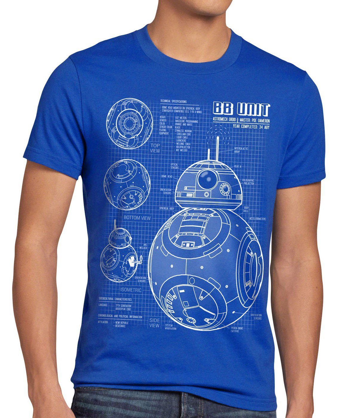 style3 Print-Shirt Herren T-Shirt BB Unit droide astromech blaupause