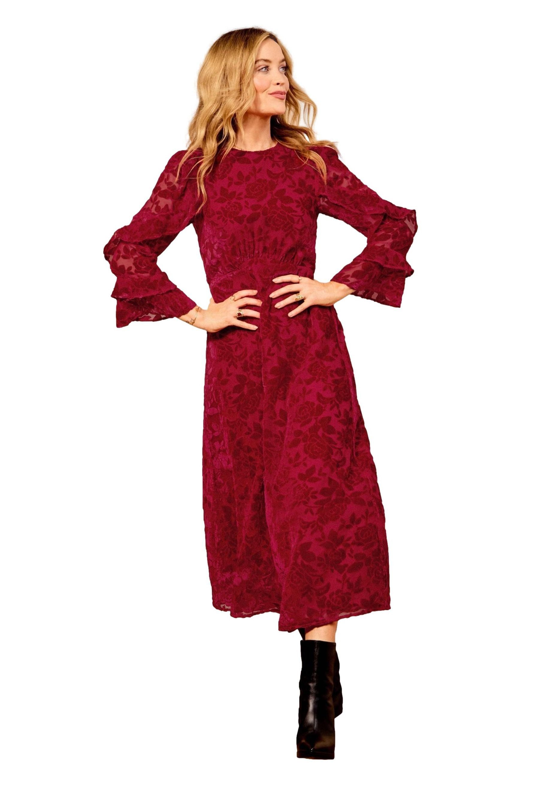 Midikleid Love & Roses Midikleid mit Rüschen, Regular