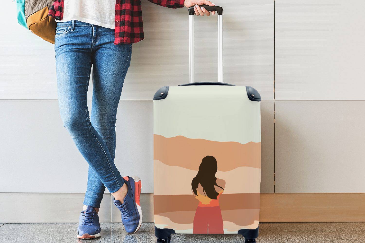 Frauen - Handgepäck Trolley, Reisetasche Sommer, rollen, Handgepäckkoffer MuchoWow für Reisekoffer mit Strand - 4 Rollen, Ferien,