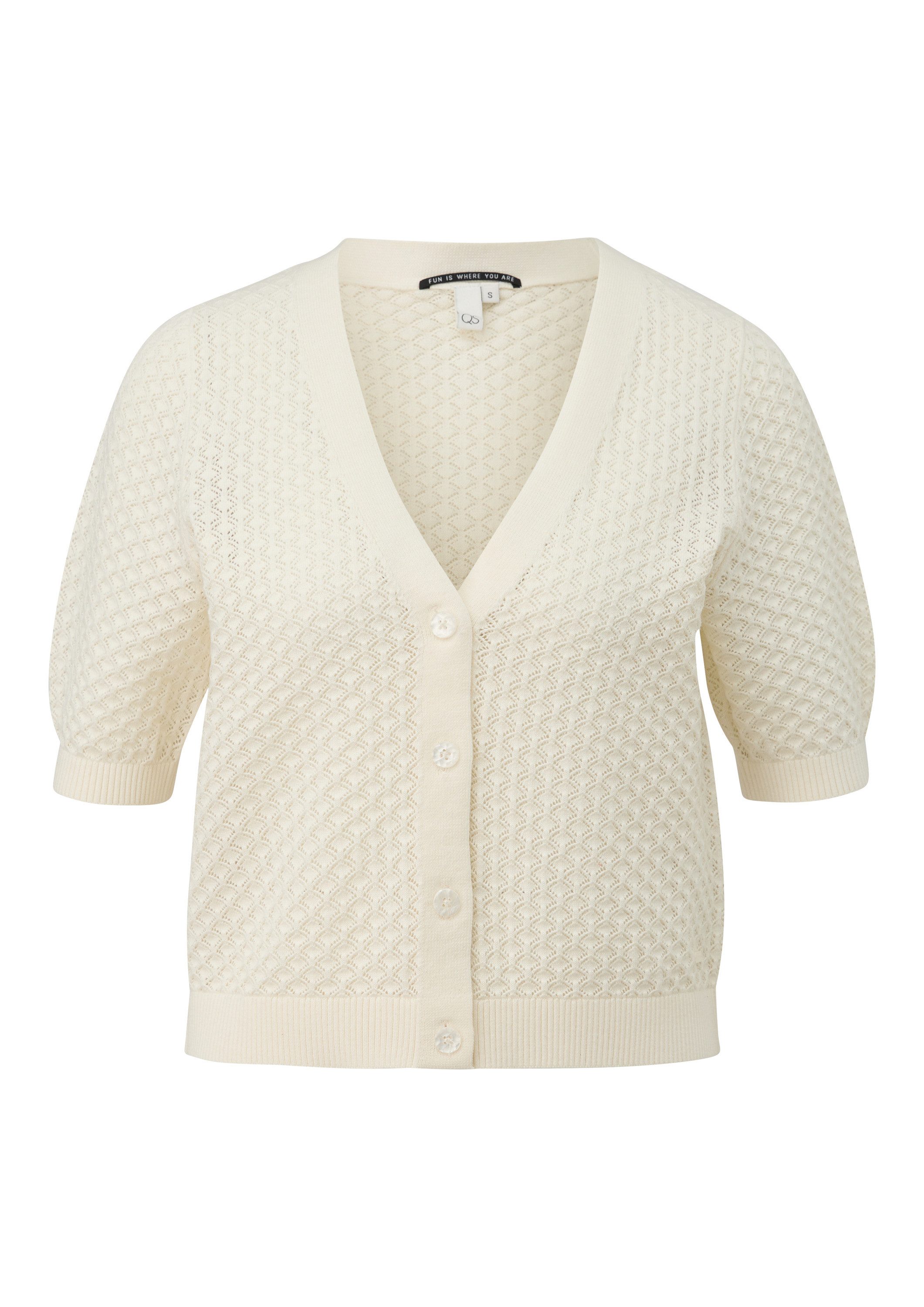 QS Cardigan Strickjacke Strickjacke mit Ajourmuster günstig online kaufen