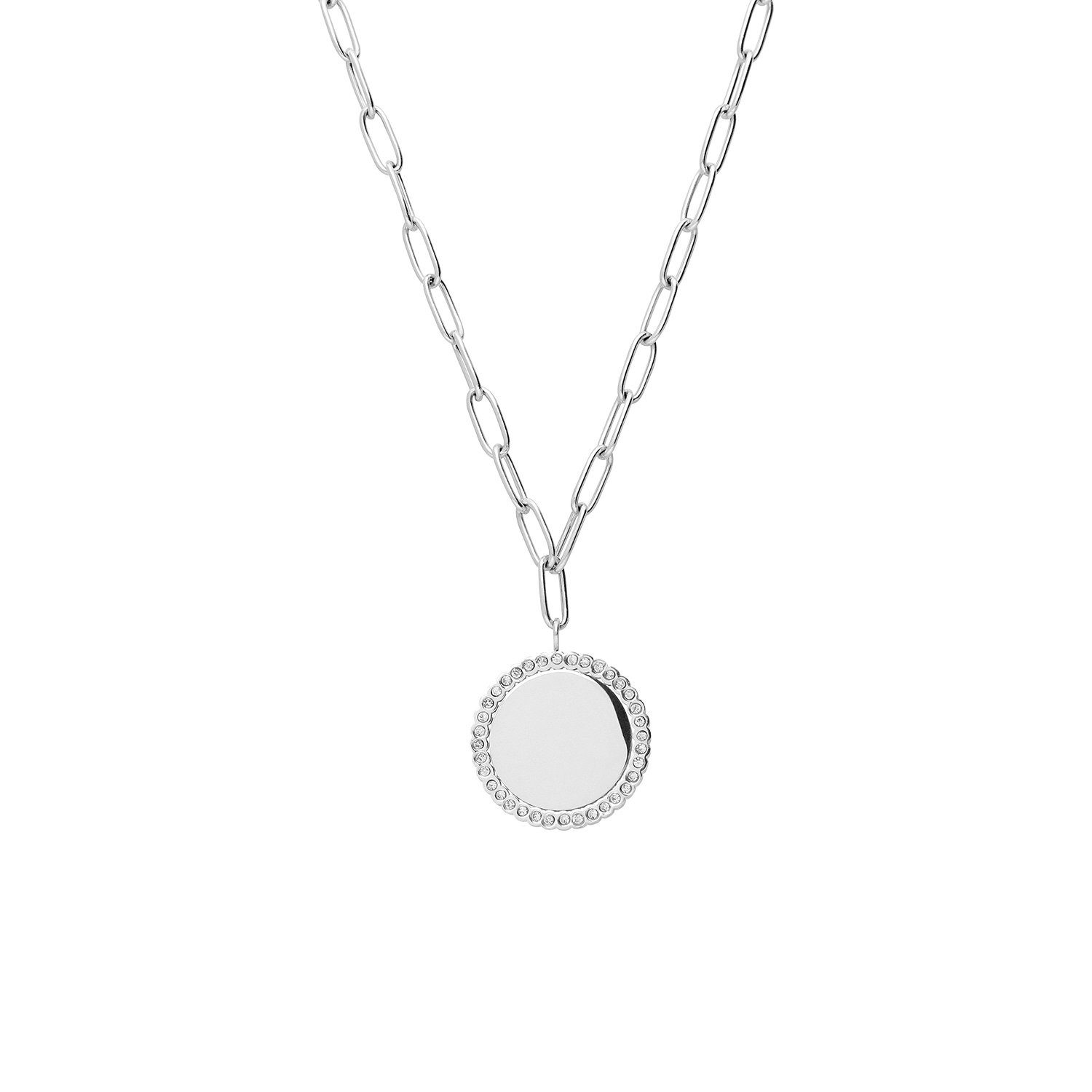LUCARDI Kette mit Anhänger Halskette - Stahl - Silber - Kristall - Damen