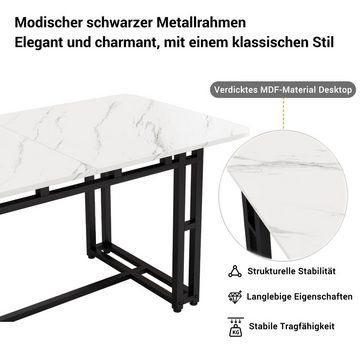 Flieks Esstisch (1-St., 1 Tisch), Esszimmertisch Küchen rechteckig Marmoroptik Bürotisch, 120*70*74 cm