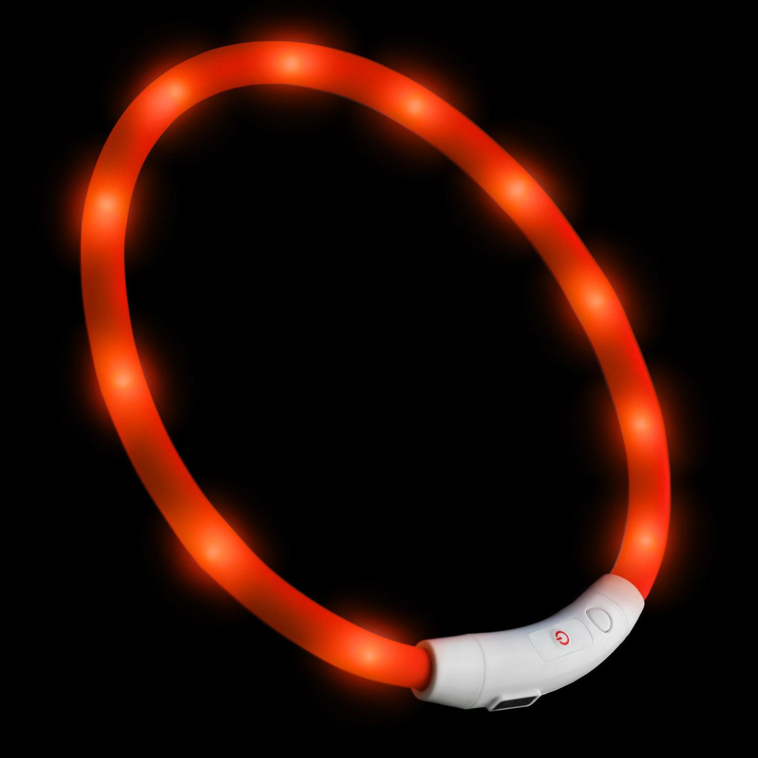 PRECORN Hunde-Halsband LED Silikon Hunde Leuchthalsband aufladbar per USB-C indiv. kürzbar, Silikon