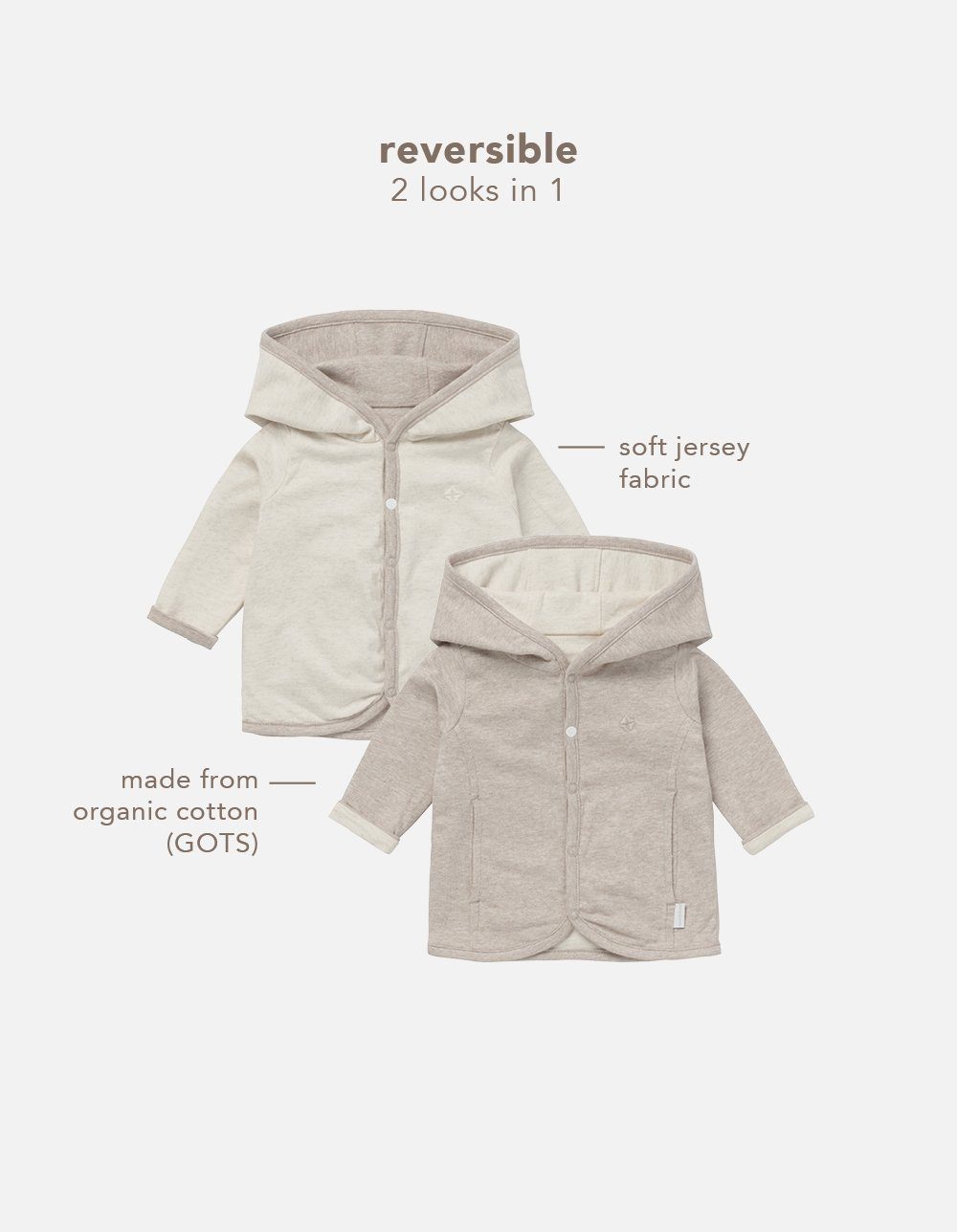 Reversible Bonny Melange (1-tlg) Cardigan Strickjacke Noppies Taupe Noppies -