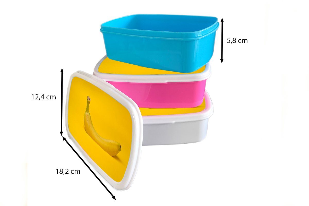 Kunststoff, - (2-tlg), Banane Lunchbox Mädchen für Jungs Erwachsene, Obst für Kinder Brotbox Brotdose, MuchoWow und Gelb, und weiß -