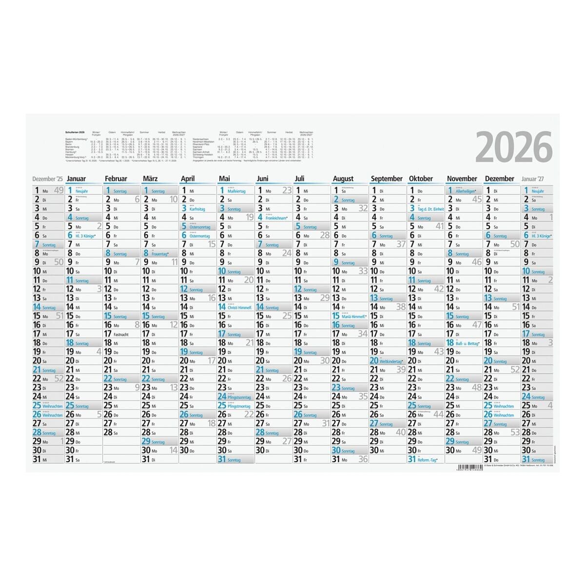 GLOCKEN Wandkalender, 2027, 1 Seite = 14 Monate