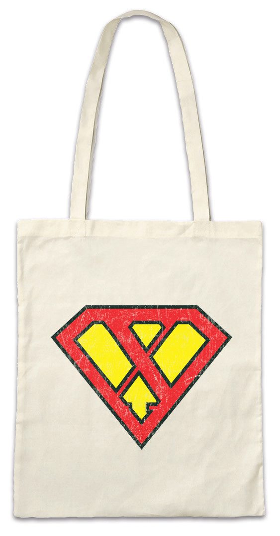 Beuteltasche Super X Stofftasche Buchstabe Initialen Vorname Nachname Man Fasching