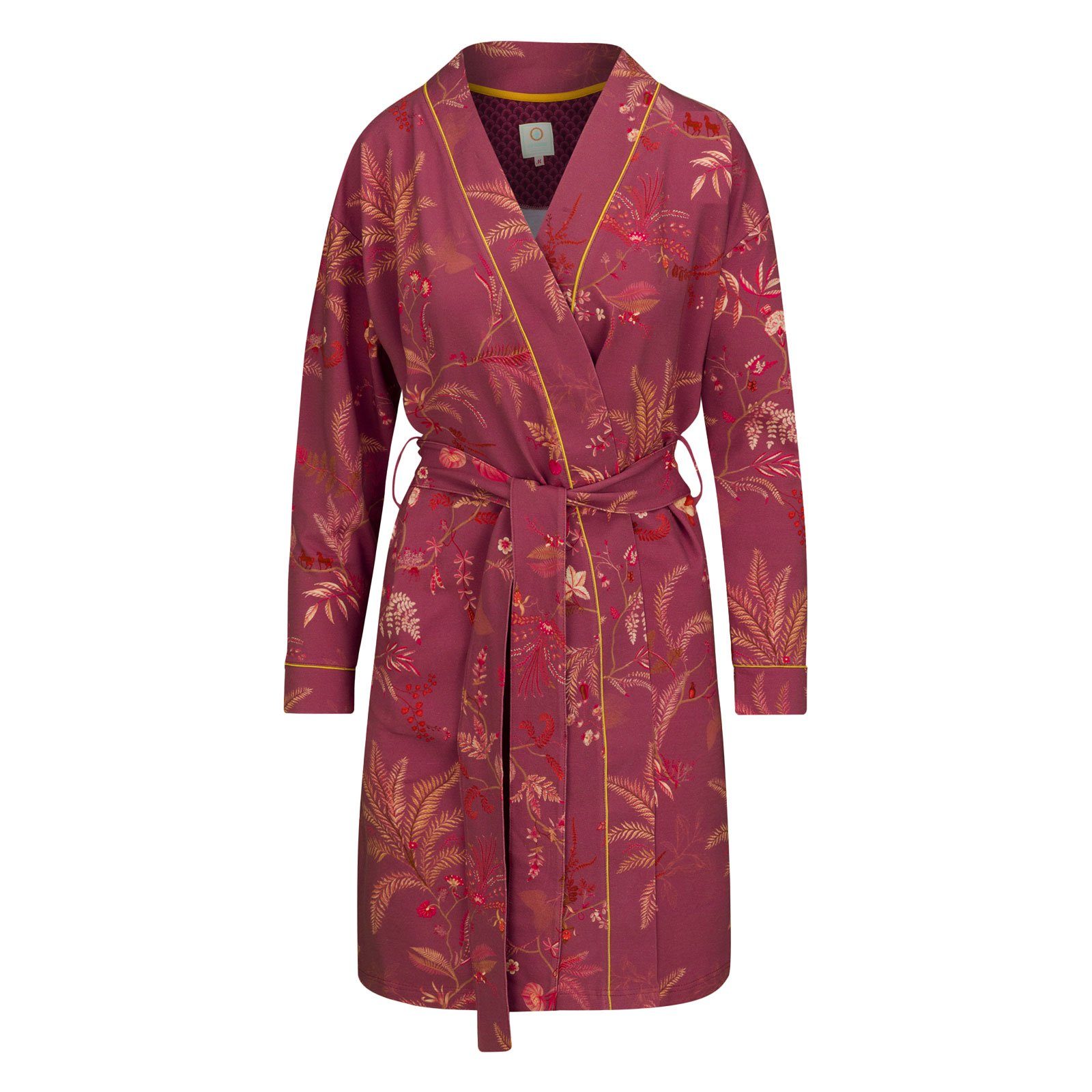 PiP Studio Kimono Ninny Isola, knielang, Baumwolle, mit breitem Gürtel zum binden, Bindegürtel, aus weichem French Terry isola pink