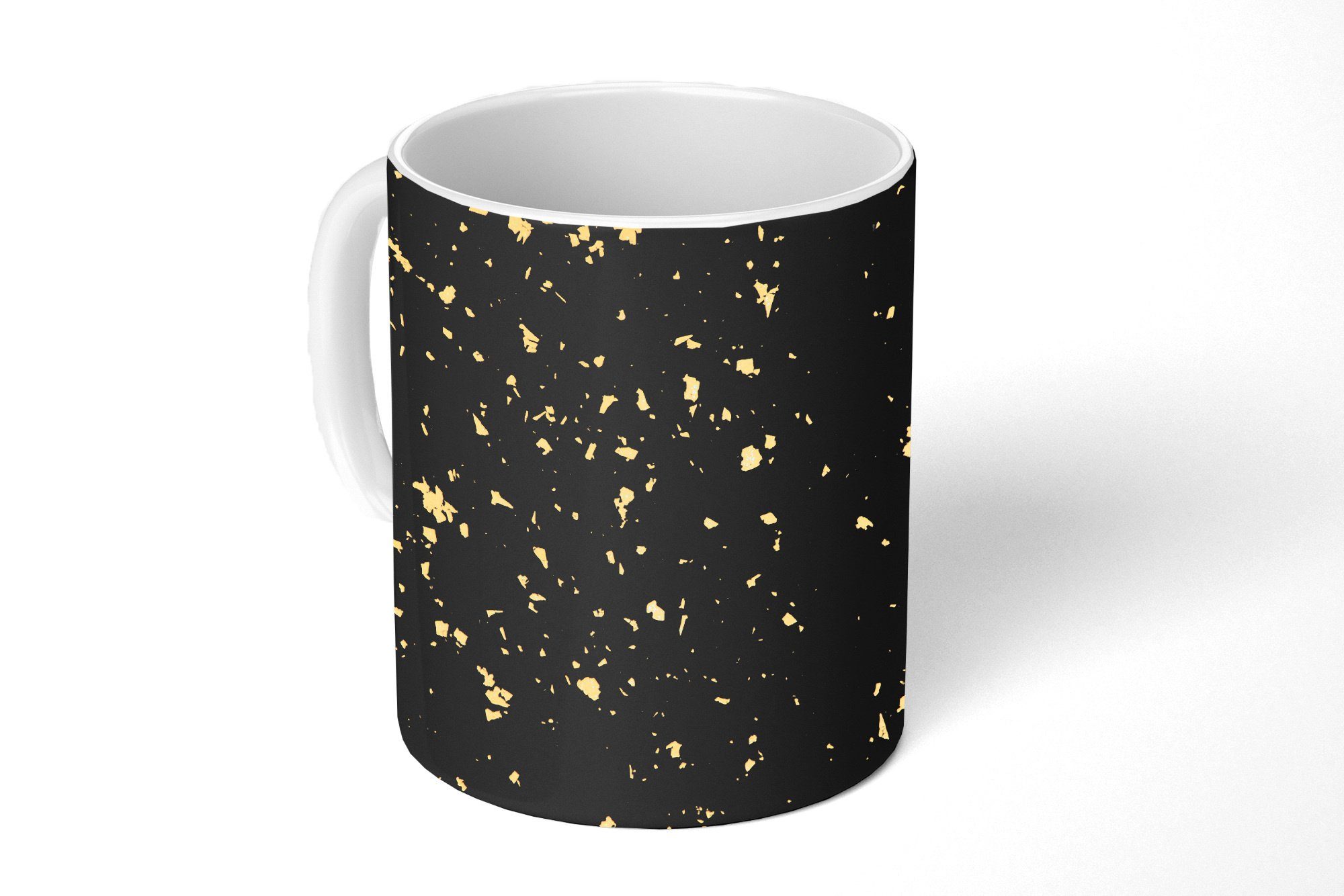 MuchoWow Tasse Goldene Becher, auf Teetasse, Kaffeetassen, Hintergrund, Flocken Teetasse, Geschenk Keramik, schwarzem