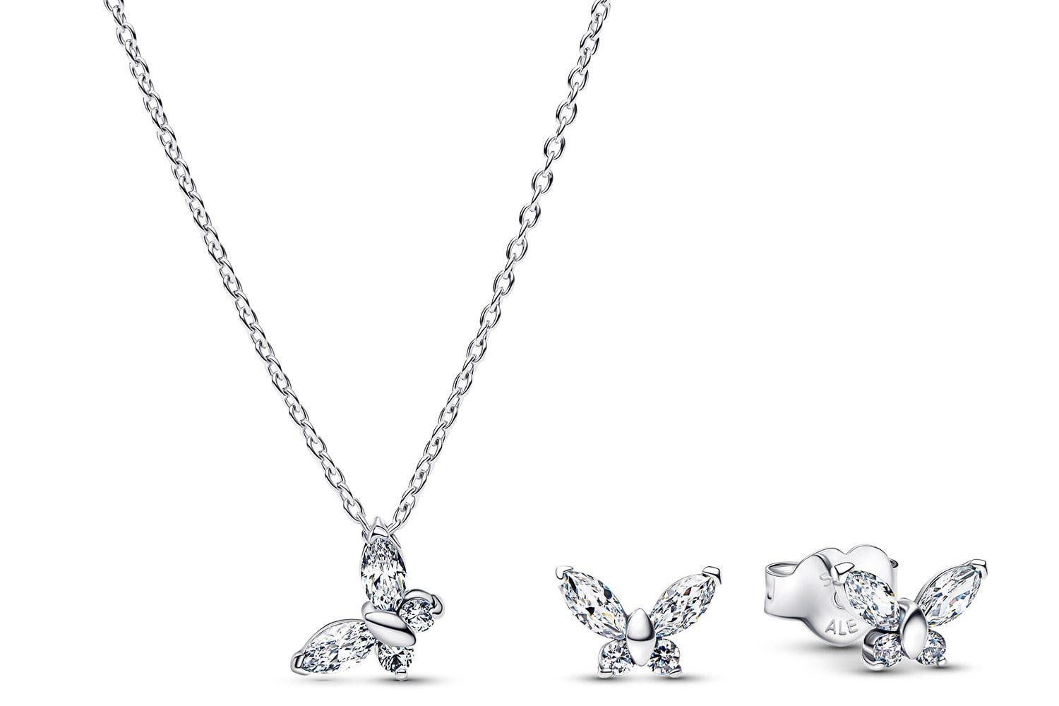Kette mit Anhänger Schmuckset für Kette und Ohrringe Silber