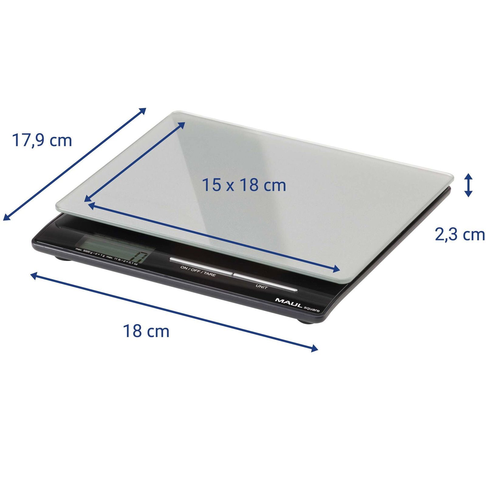 MAUL Küchenwaage Briefwaage MAULsquare mit Batterie, 5000 g
