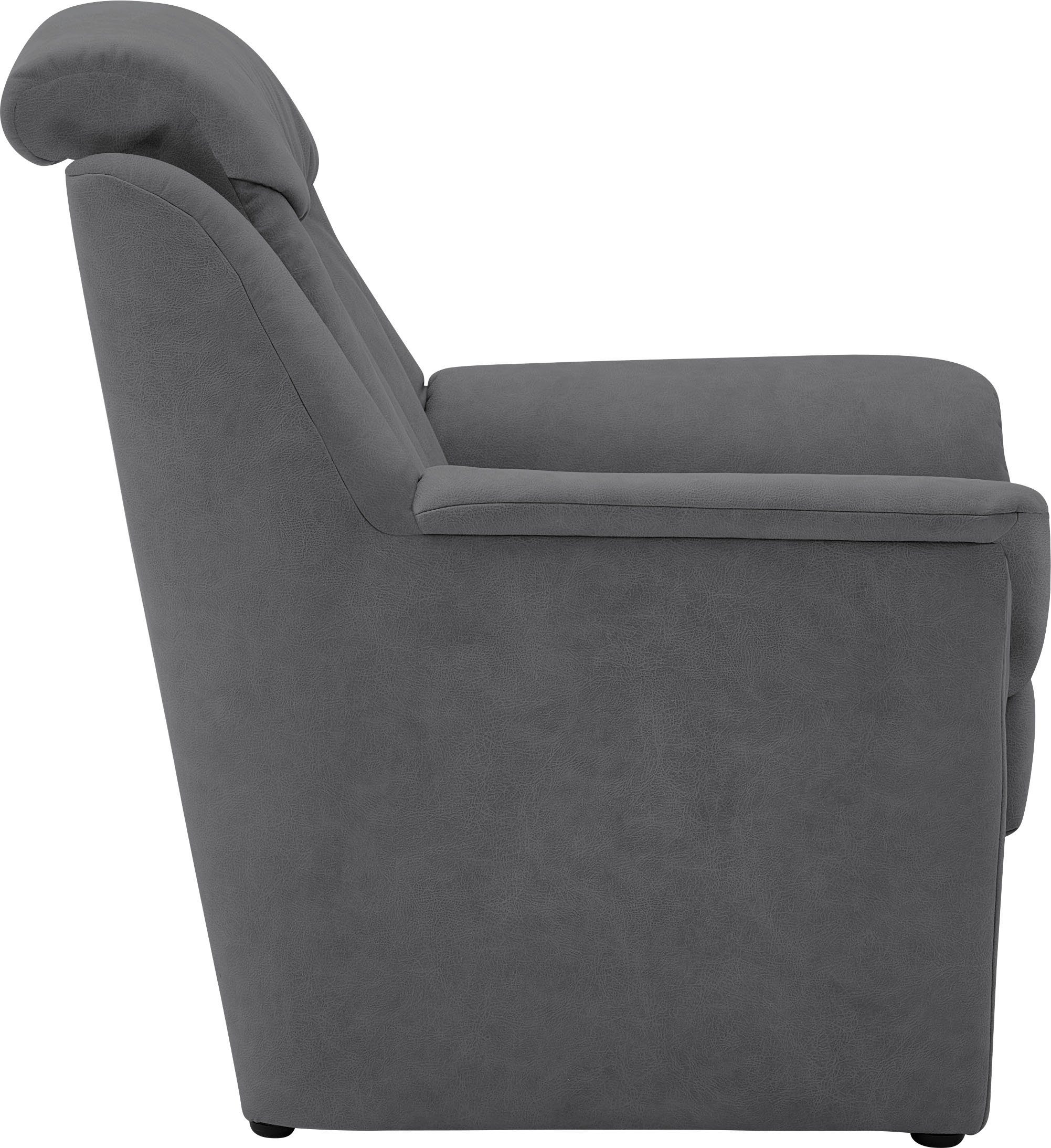 VILLA BECK Sessel 3-Sitzer Kopfteilverstellung, Polstergarnitur 2x cm, Sitzhöhe 49 (Set, 3-tlg), in Lugano, und