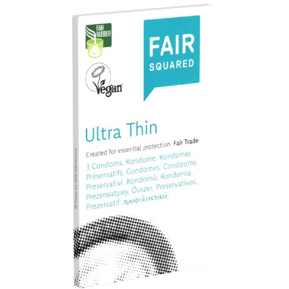 Fair Squared Kondome Ultra Thin Packung mit, 3 St., vegane und gefühlsechte Fair-Trade-Kondome | Kondome
