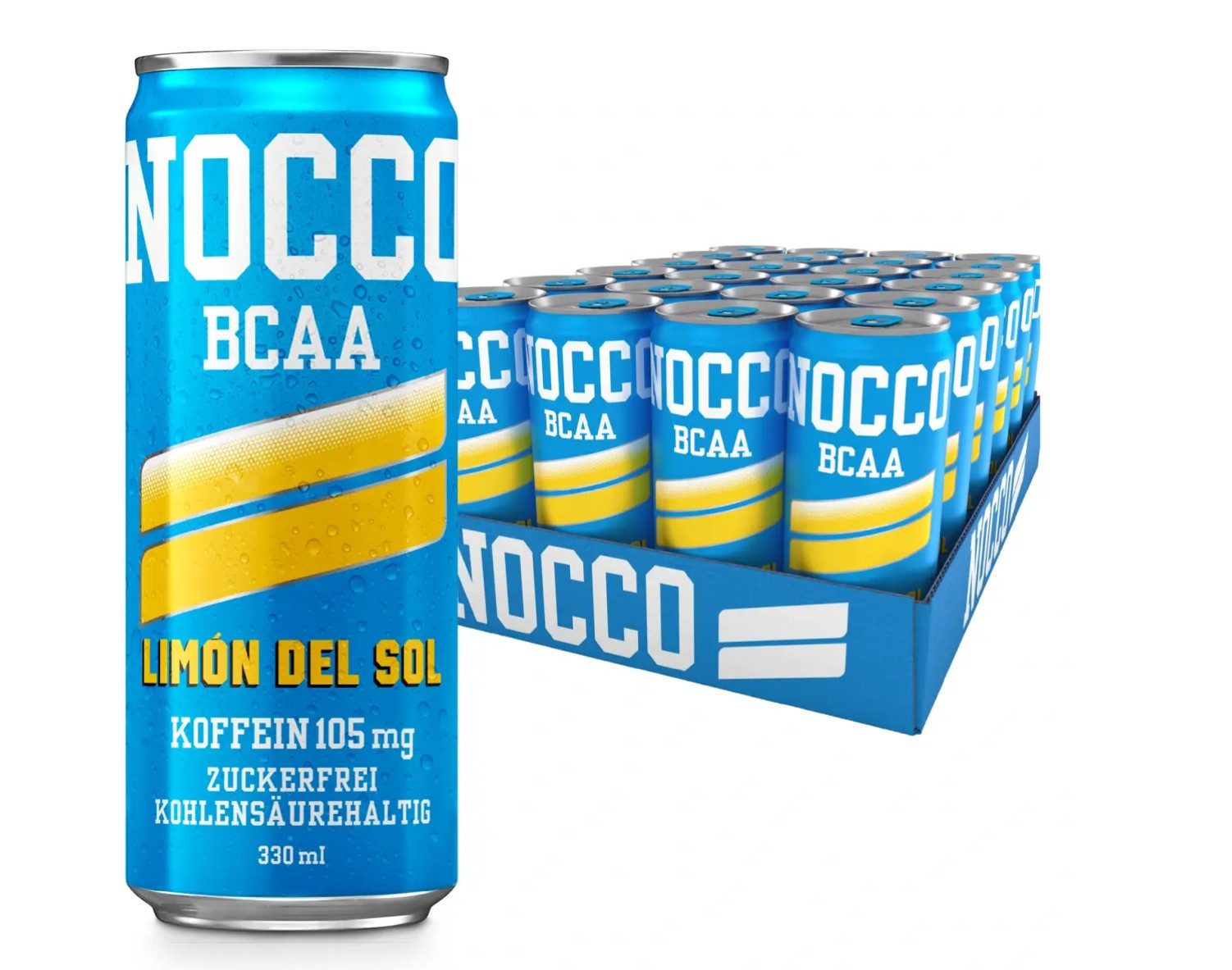 Barebells Nocco BCAA Drink 24 x 330 ml Limon del Sol Getränk, Flüssig, 24 er Set à 24 St., 7920 ml, 2500 mg BCAAs pro Dose
