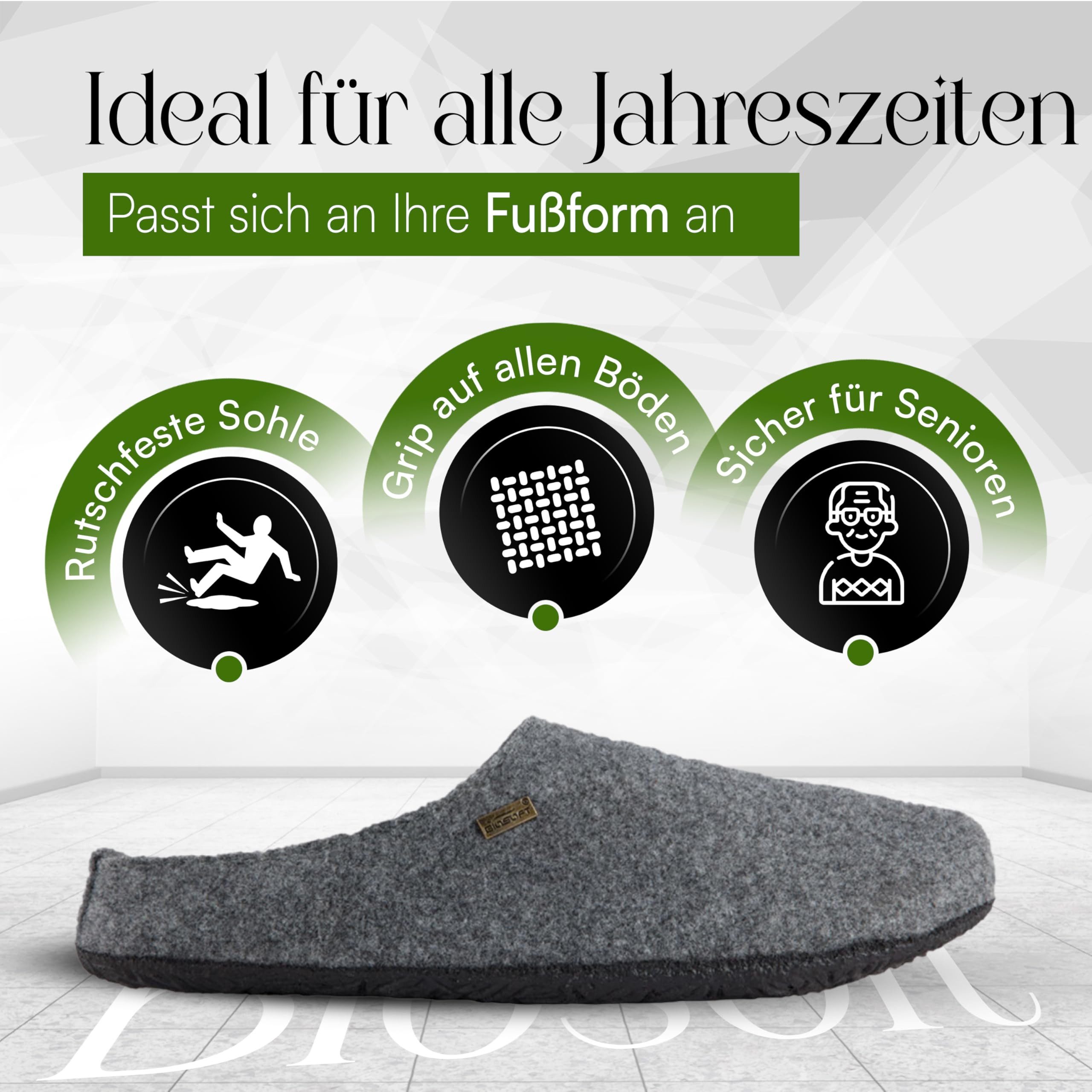 Biosoft Comfort & Easy Walk Biosoft Filz Hausschuhe Herren Größe 42 - 46 Mister Cosy, Hausschuhe Hausschuh – Bild 4 von 5