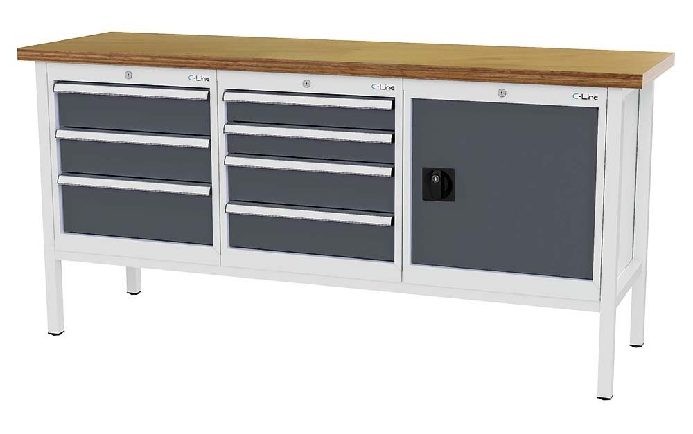 Simplaflex Werkbank Simplaflex Kastenwerkbank mit 7 Schubladen + 1 Türe