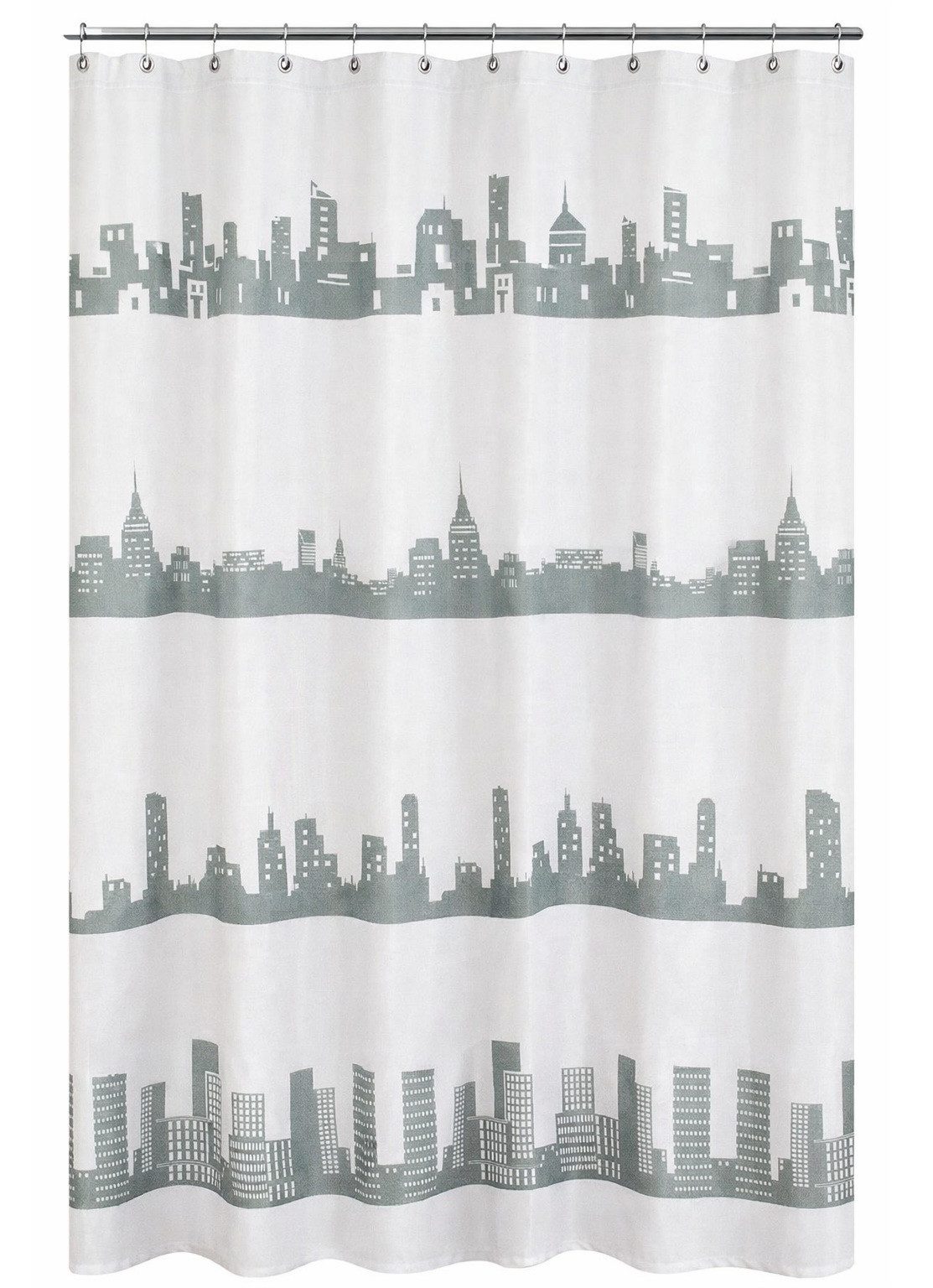 Duschvorhang Textil-Duschvorhang Skyline, grau weiß, BxH 180x200cm