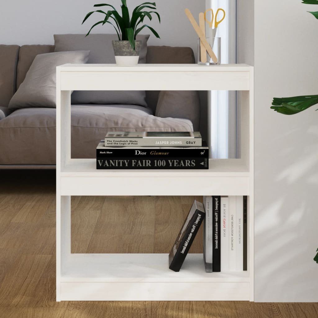 furnicato Bücherregal Bücherregal/Raumteiler 60x30x71,5 Massivholz Weiß cm Kiefer