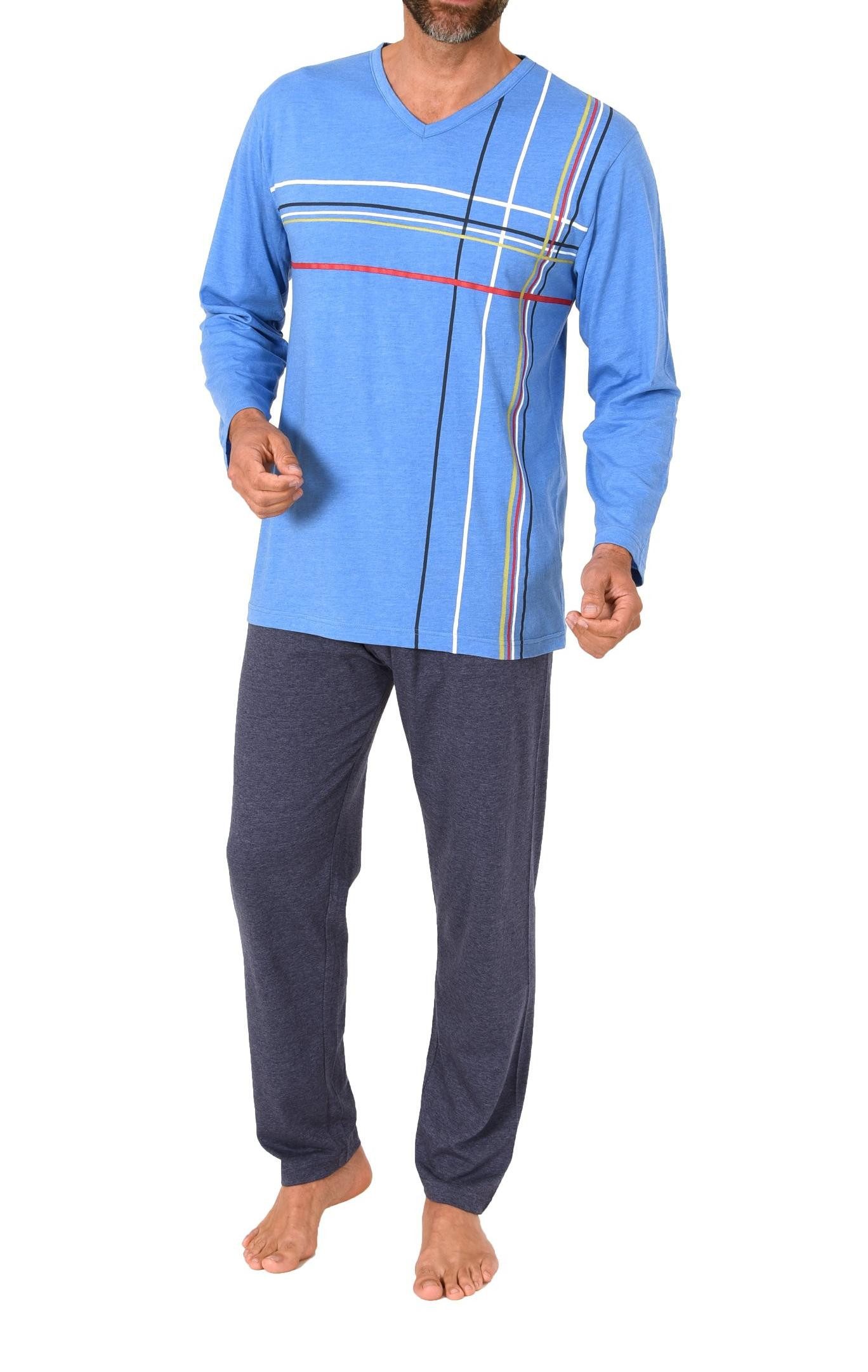 Pyjama Normann Herren langarm Schlafanzug Pyjama mit eleganten Frontprint