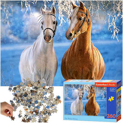 Castorland Puzzle Winterpferde-Puzzle: 260 Teile Pferde, 260 Puzzleteile, Präzise geschnittene Teile für ein reibungsloses Puzzlerlebnis.