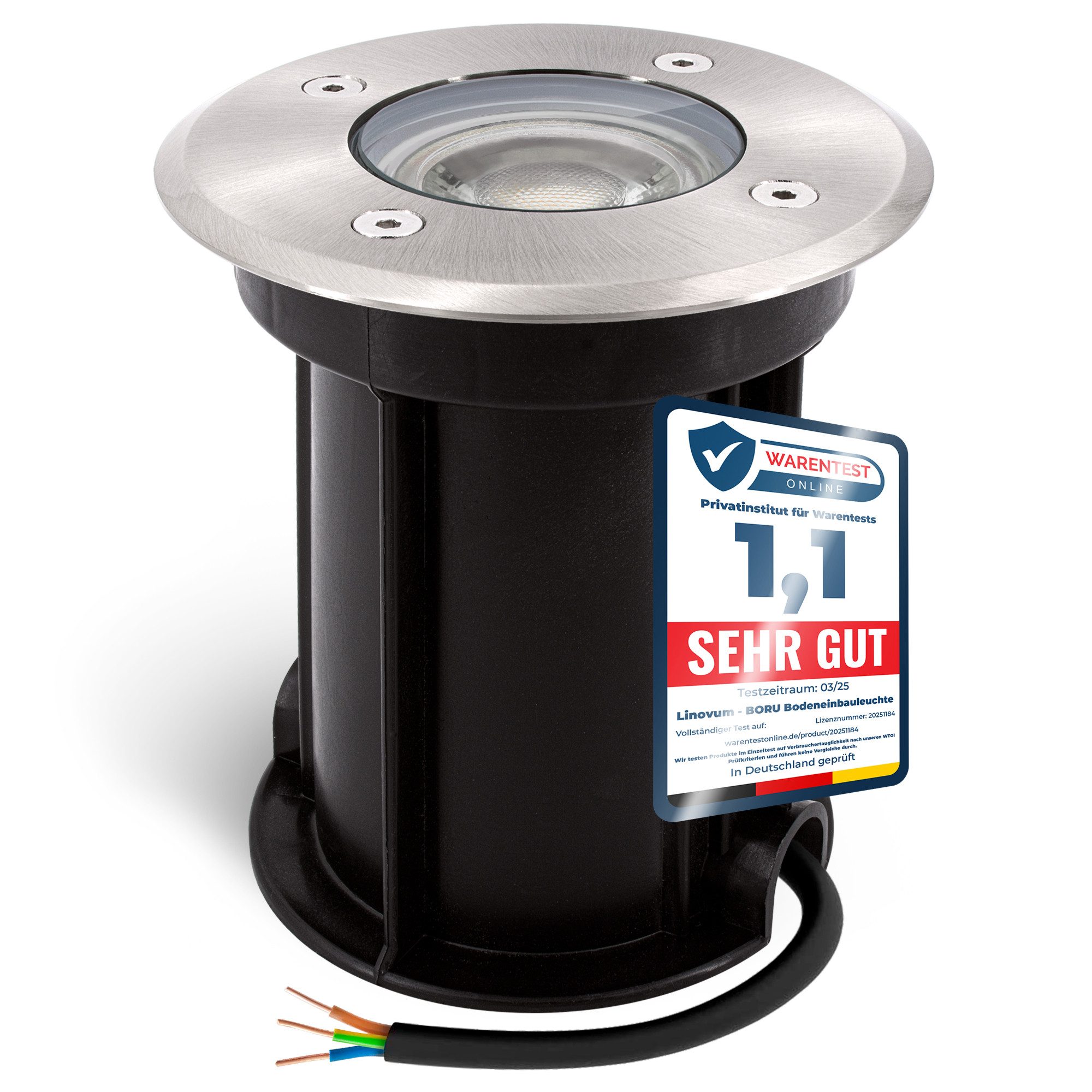 linovum LED Gartenstrahler BORU Einbau Garten Bodenleuchte IP67 mit GU10 LED 2W warmweiss - Spot, Warmweiß
