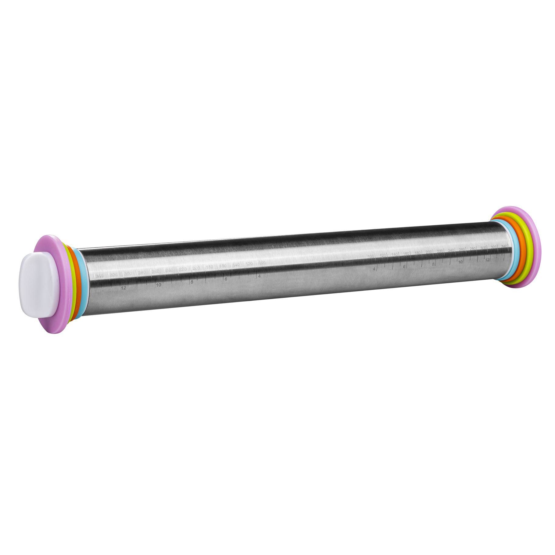 HI Backform Teigroller mit Abstandsringen 43cm 4 verstellbare Größen Edelstahl