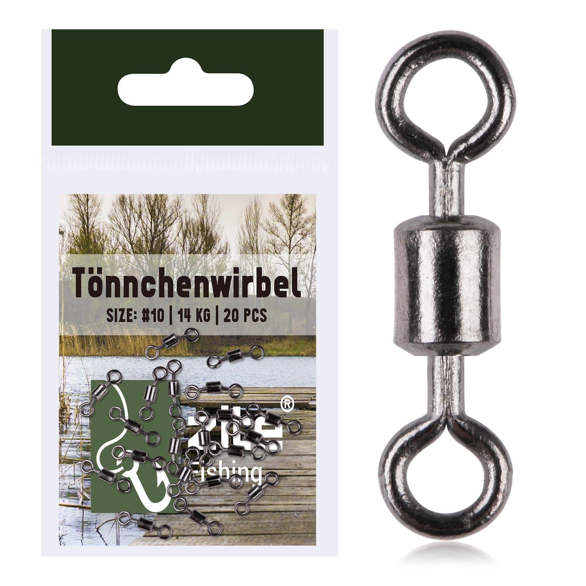 Angelwirbel Tönnchenwirbel Gr. #10 14kg Schnurverbinder mit hoher Tragkraft 20 Stk