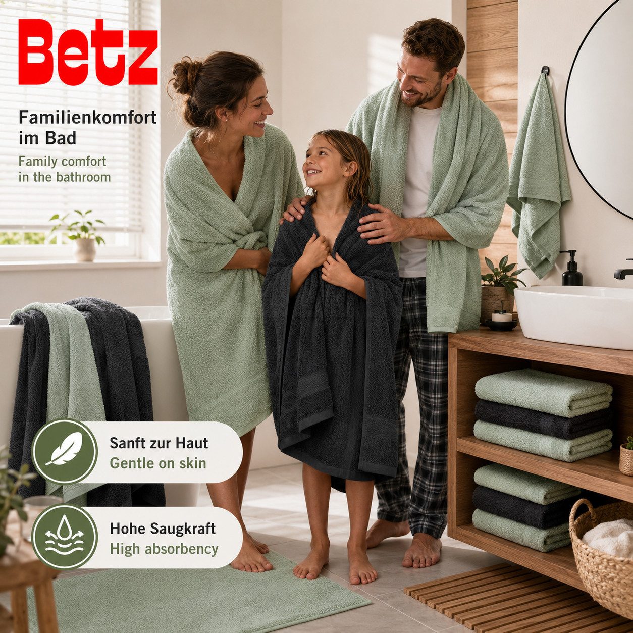 Betz Handtuch Set 12-tlg. Handtücher-Set Premium, 100% Baumwolle (Set, 12-St), 2 Duschtücher, 4 Handtücher, 2 Gästetücher, 2 Seiftücher, 2 WH
