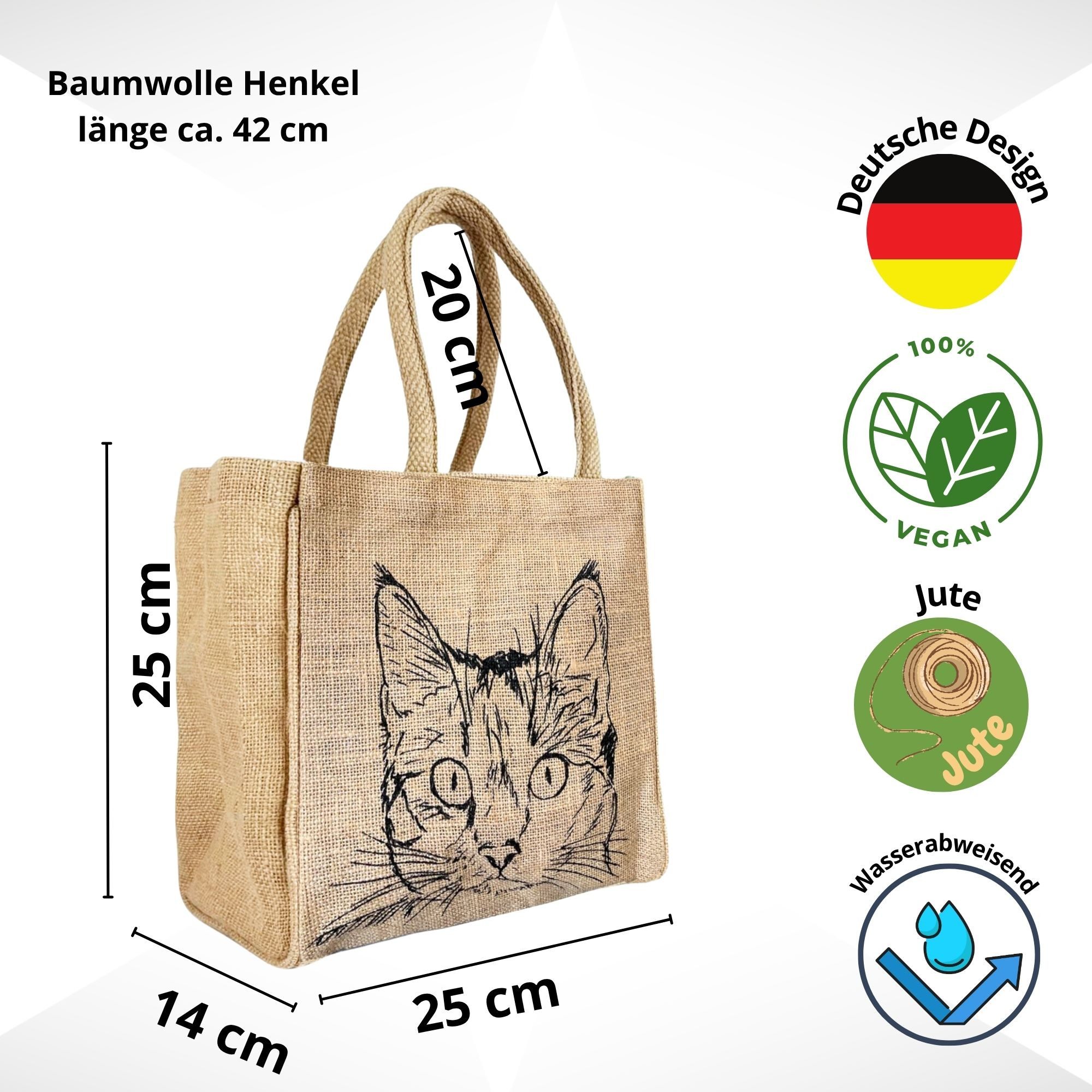 Domelo Handtasche Domelo Jute Handtasche kleine Jutetasche vegane mini Einkaufskorb, Deutsch Designer