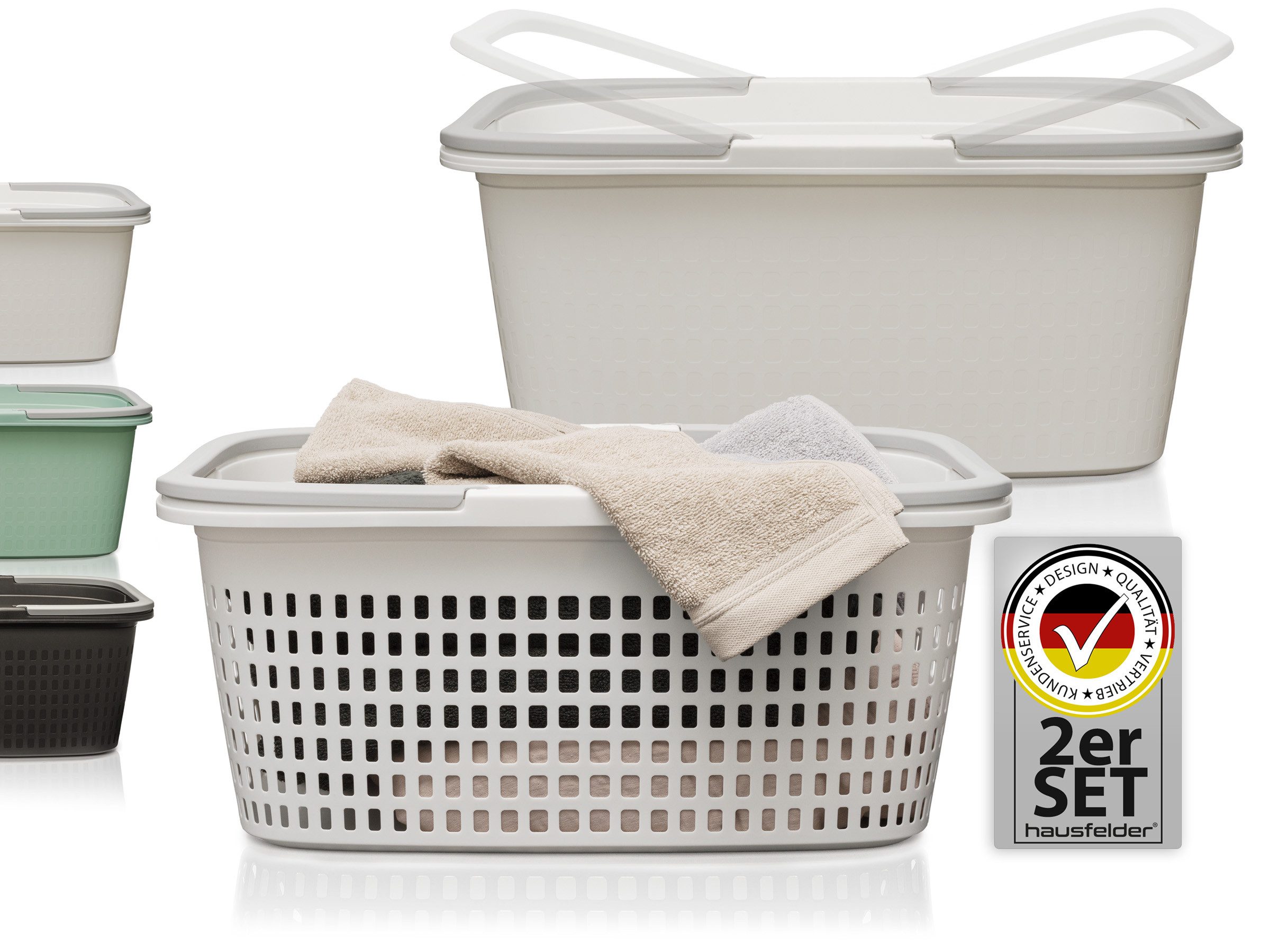 Hausfelder Wäschekorb Wäschewanne 58x37x25cm (Weiß, 1 Korb + 1 Wanne, 35 l) günstig online kaufen