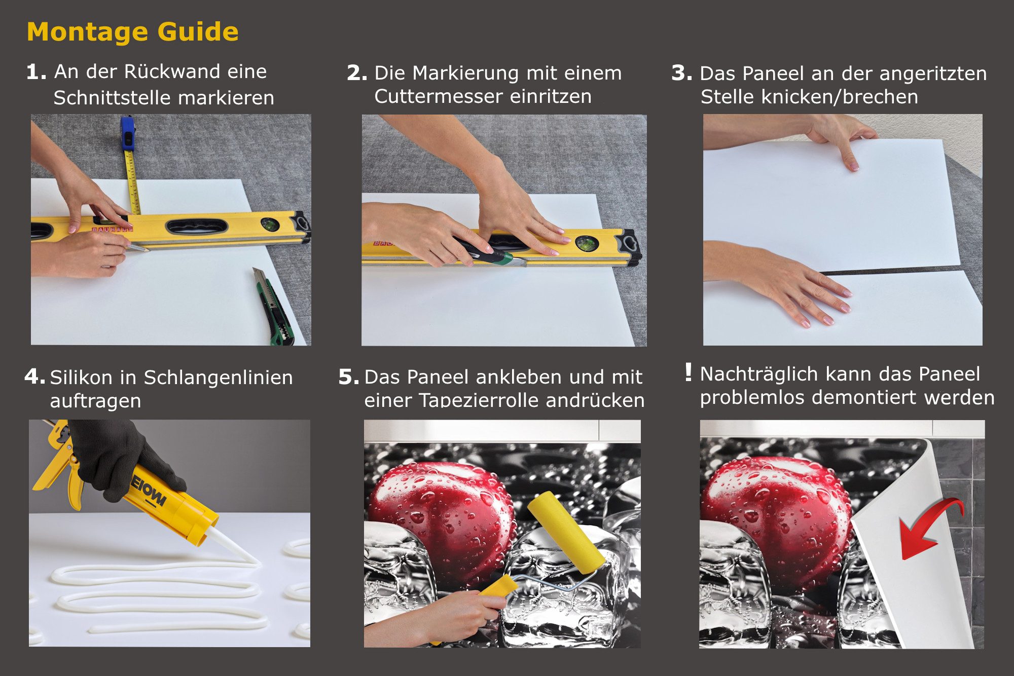 Rodnik Küchenrückwand Aquarell, ABS-Kunststoff Platte Monolith in DELUXE Qualität mit Direktdruck