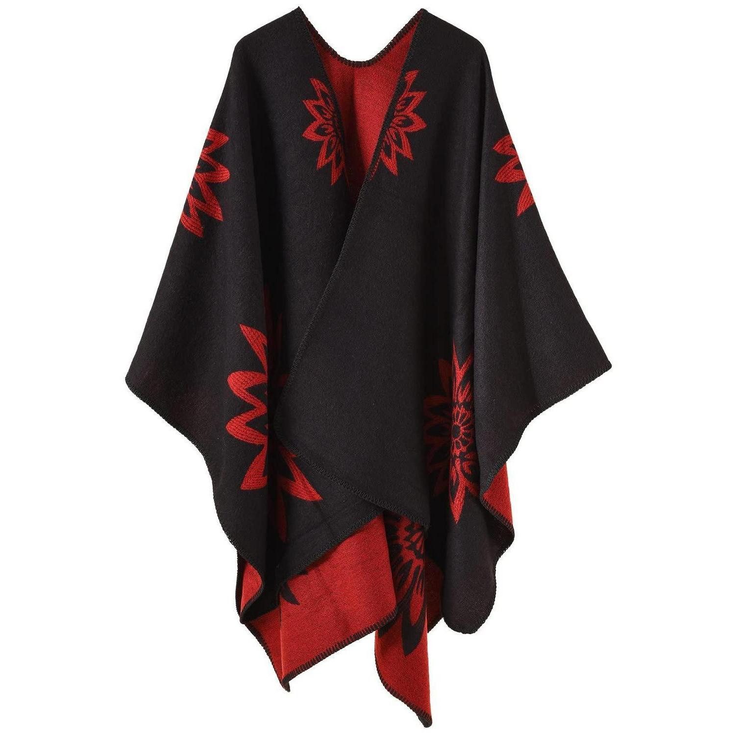 LuxusKollektion Poncho Poncho Cape Damen Rot Einheitsgröße (1-St)