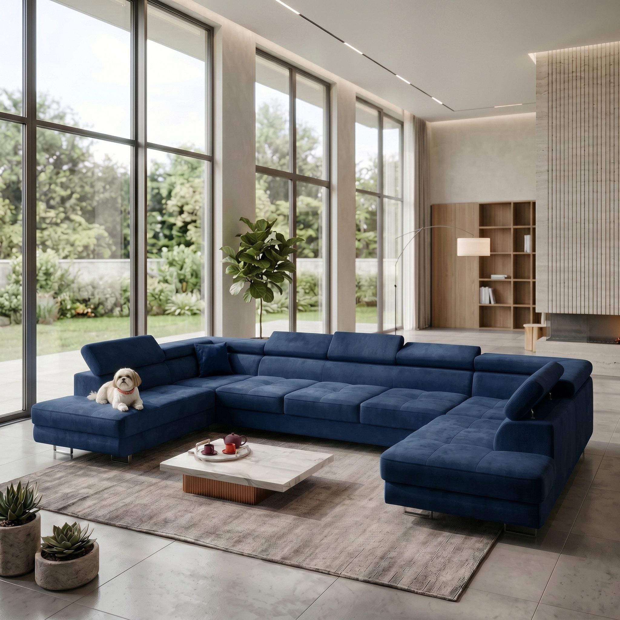 Muffo Ecksofa WILD Maxi U2 Wohnlandschaft U-Form, mit Schlaffunktion und Bettkasten, verstellbare Kopfstützen
