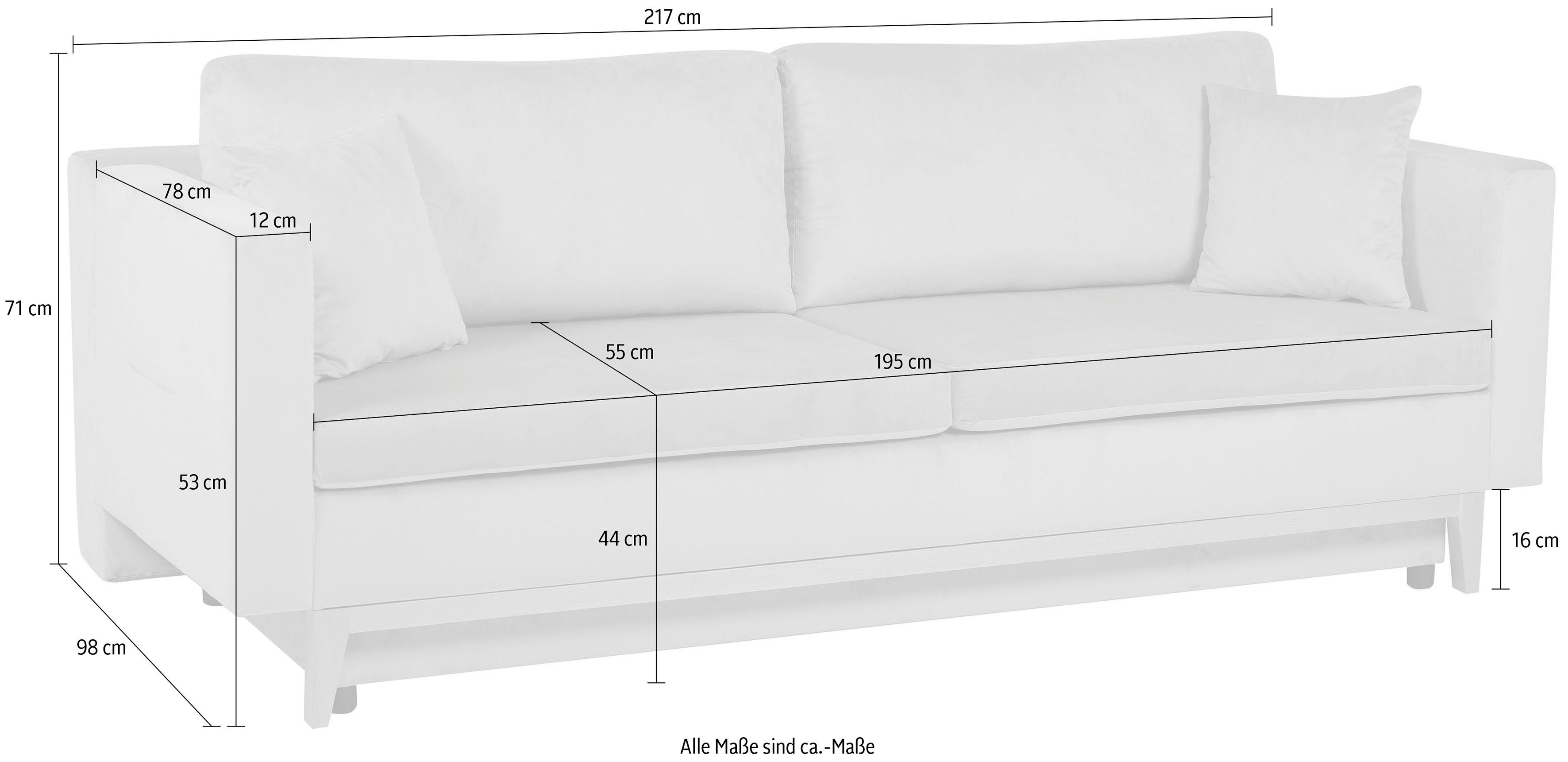 GEPADE Schlafsofa Tina, Nordisches Schlafsofa mit abnehmbar Kissen Stauraum, alle extra