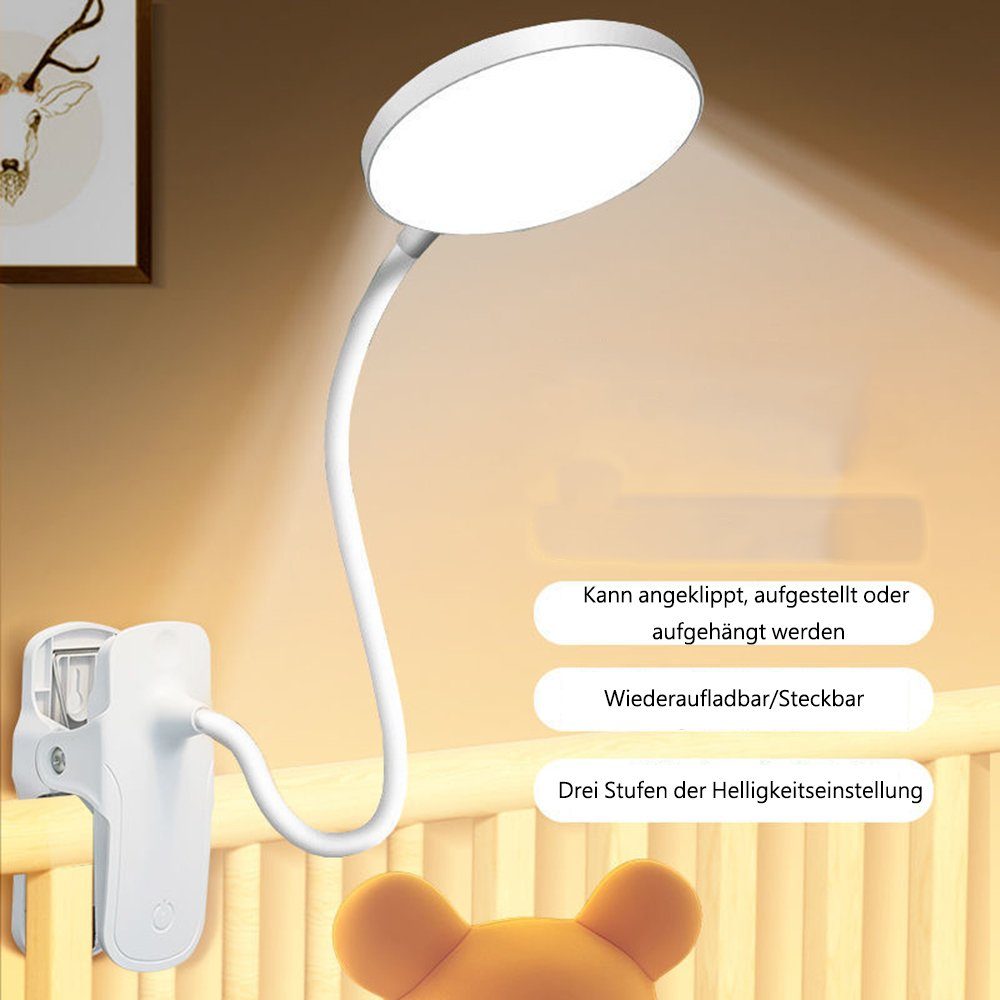 GelldG LED Leselampe Clip-On-Lampe, batteriebetriebene Clip-On-Licht für Bett Leselampe