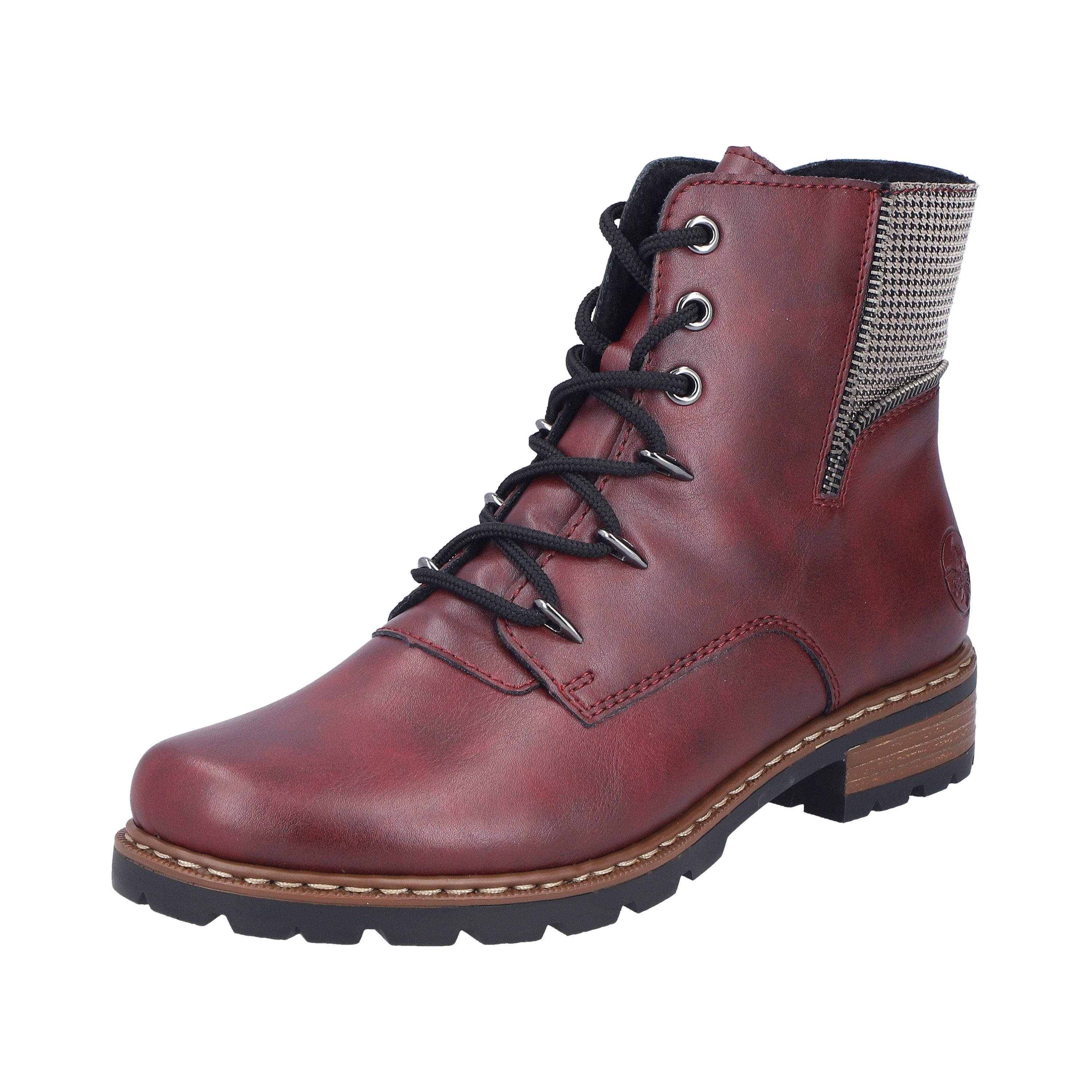 Rieker Schnürboots mit Besatz in Pepita-Look