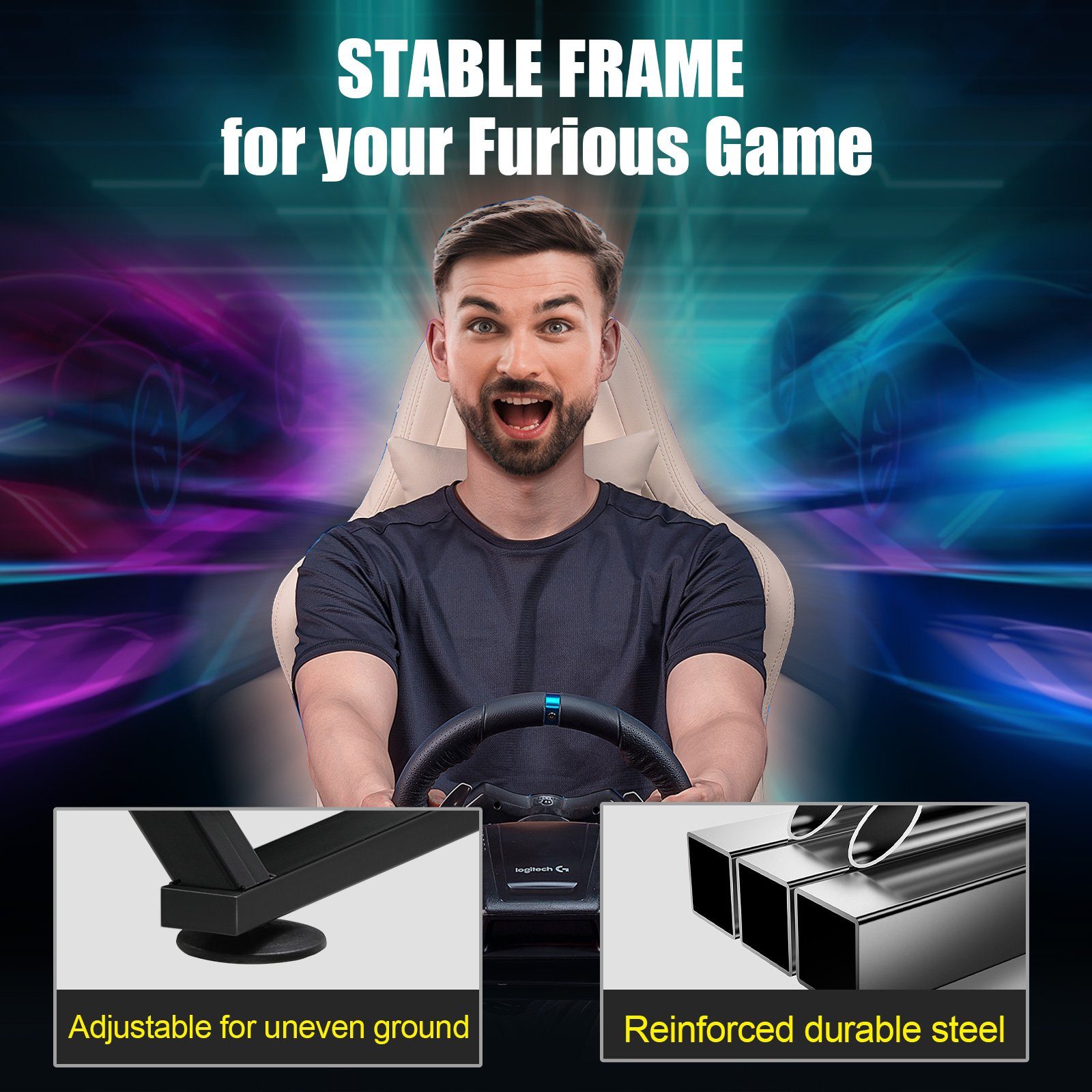 GTPLAYER Lenkradständer Lenkrad Gaming Wheel Stand für Logitech Controller (Neigungsverstellbares Gestell PS4 Xbox PC PS5)