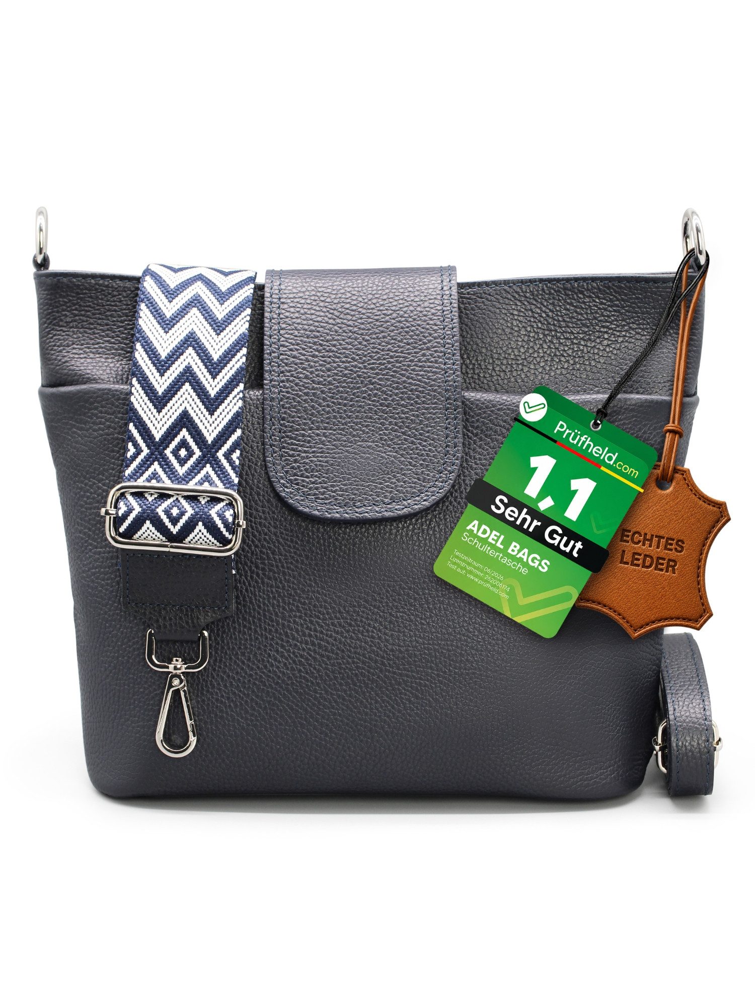 Schultertasche SARA Umhängetasche für Damen, Schultertasche aus Echtleder